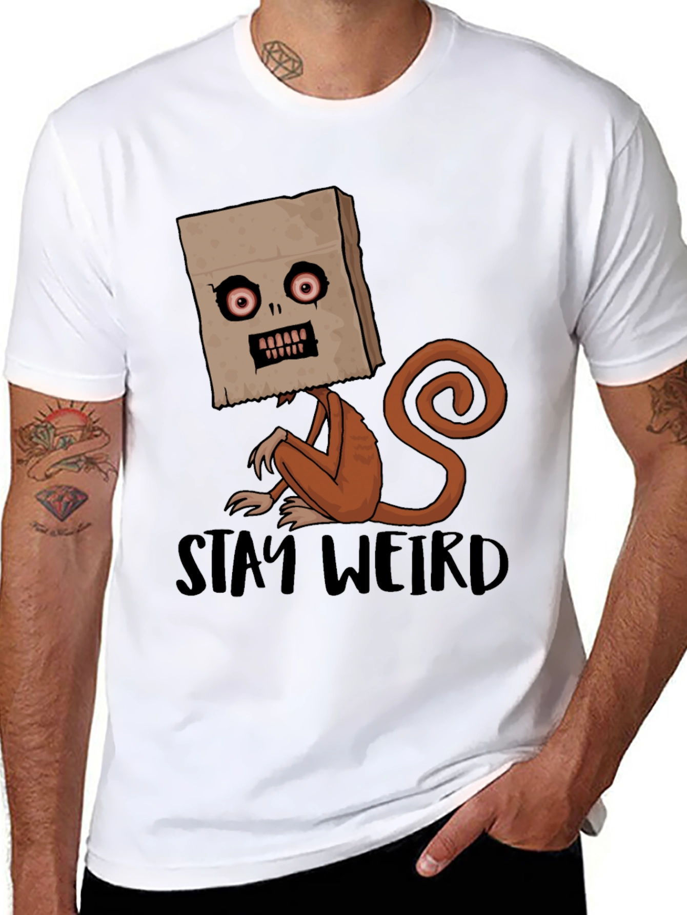 Stay Weird Monkey Graphic Tee - Black