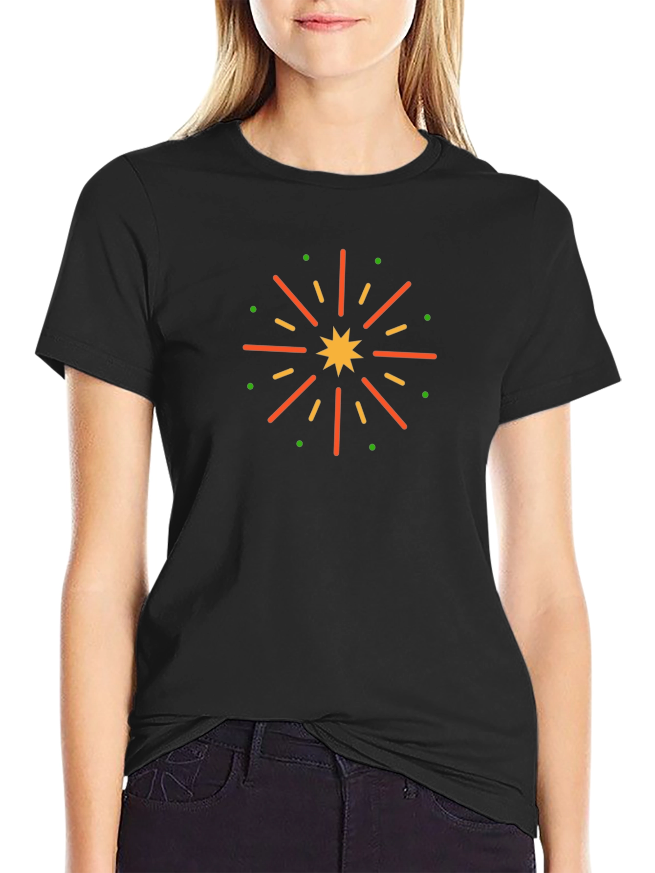 Starburst Graphic Black Cotton T-Shirt