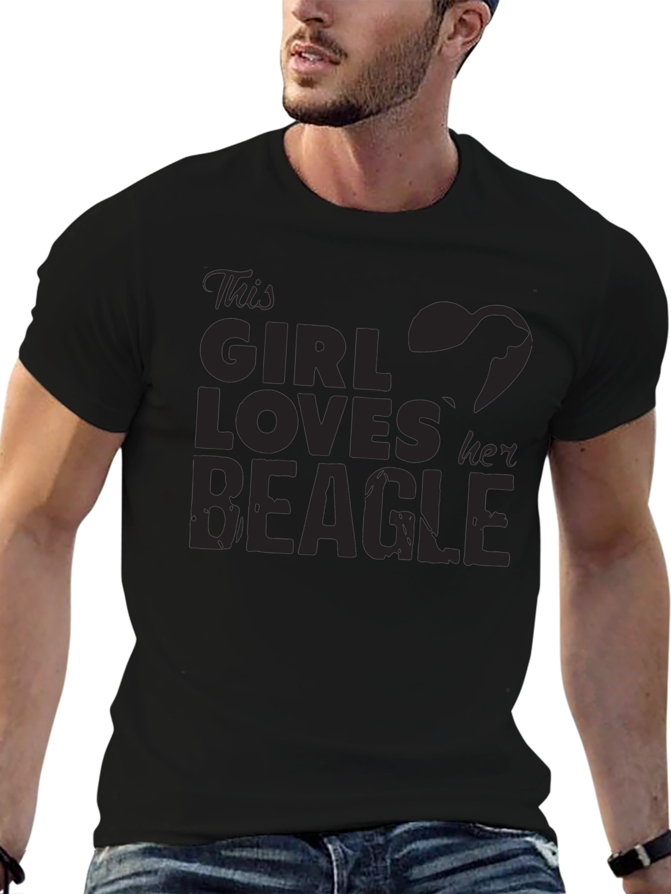 Girl Loves Beagle T-Shirt - Black Dog Lover Tee