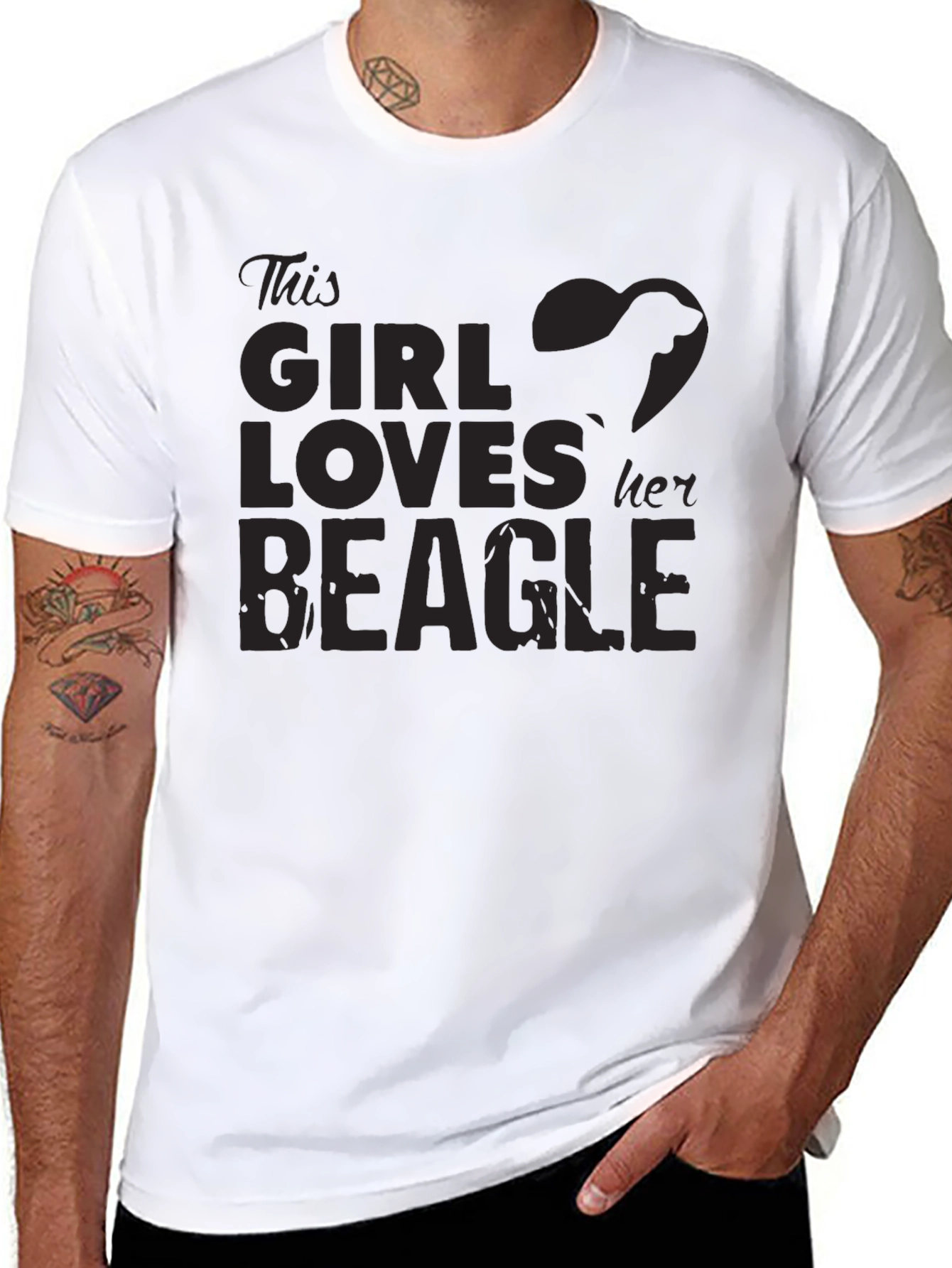 Girl Loves Beagle T-Shirt - Black Dog Lover Tee