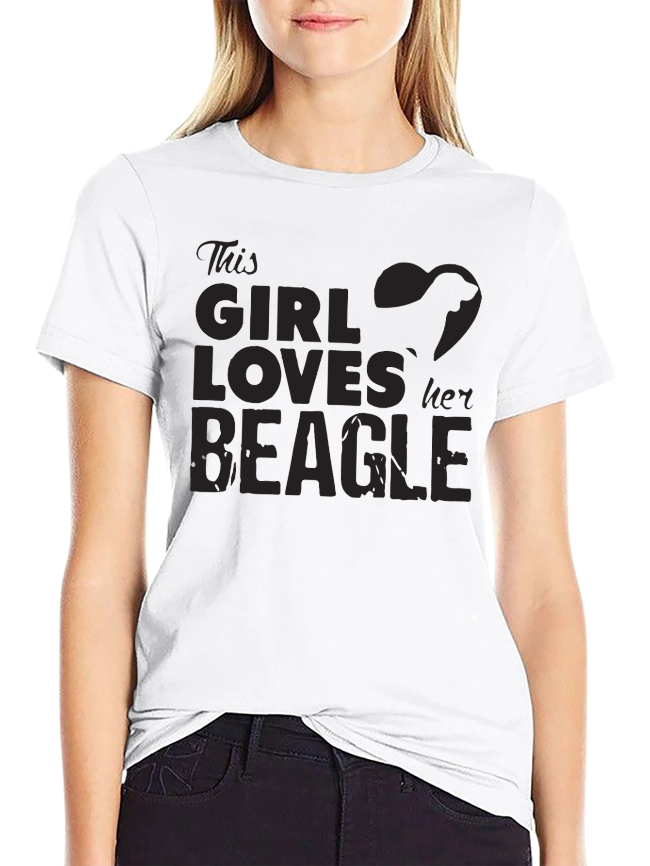 Girl Loves Beagle T-Shirt - Black Dog Lover Tee
