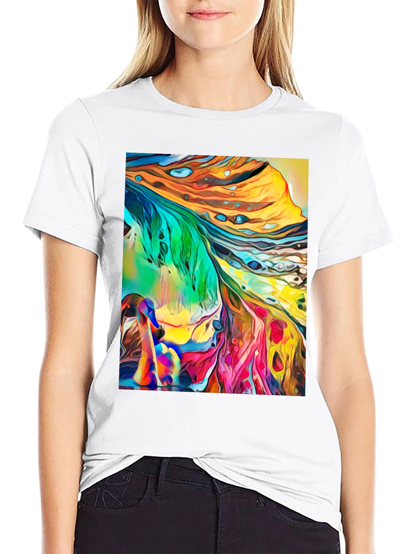 Abstract Art Graphic T-Shirt - Stylish Crew Neck Tee