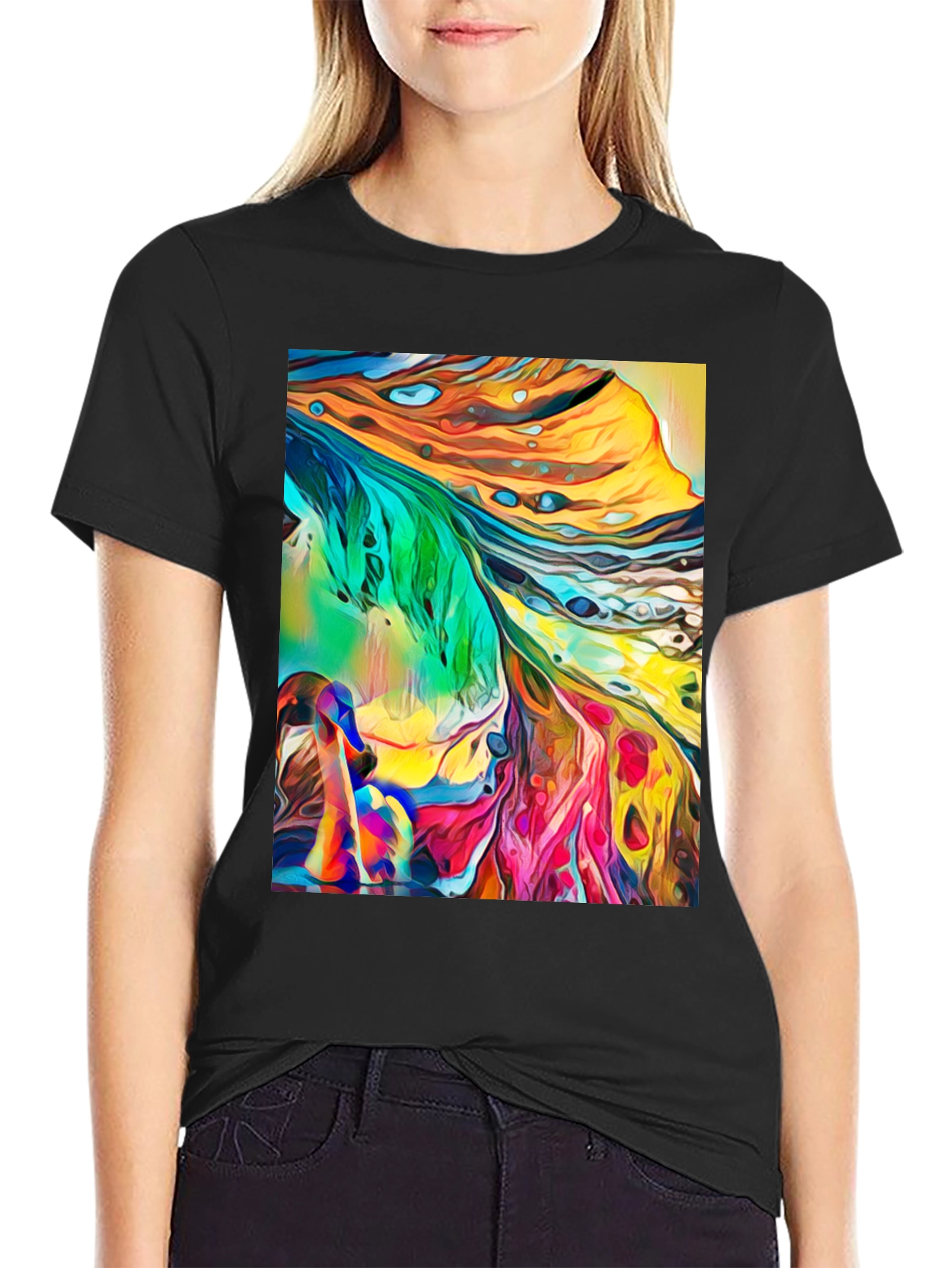 Abstract Art Graphic T-Shirt - Stylish Crew Neck Tee