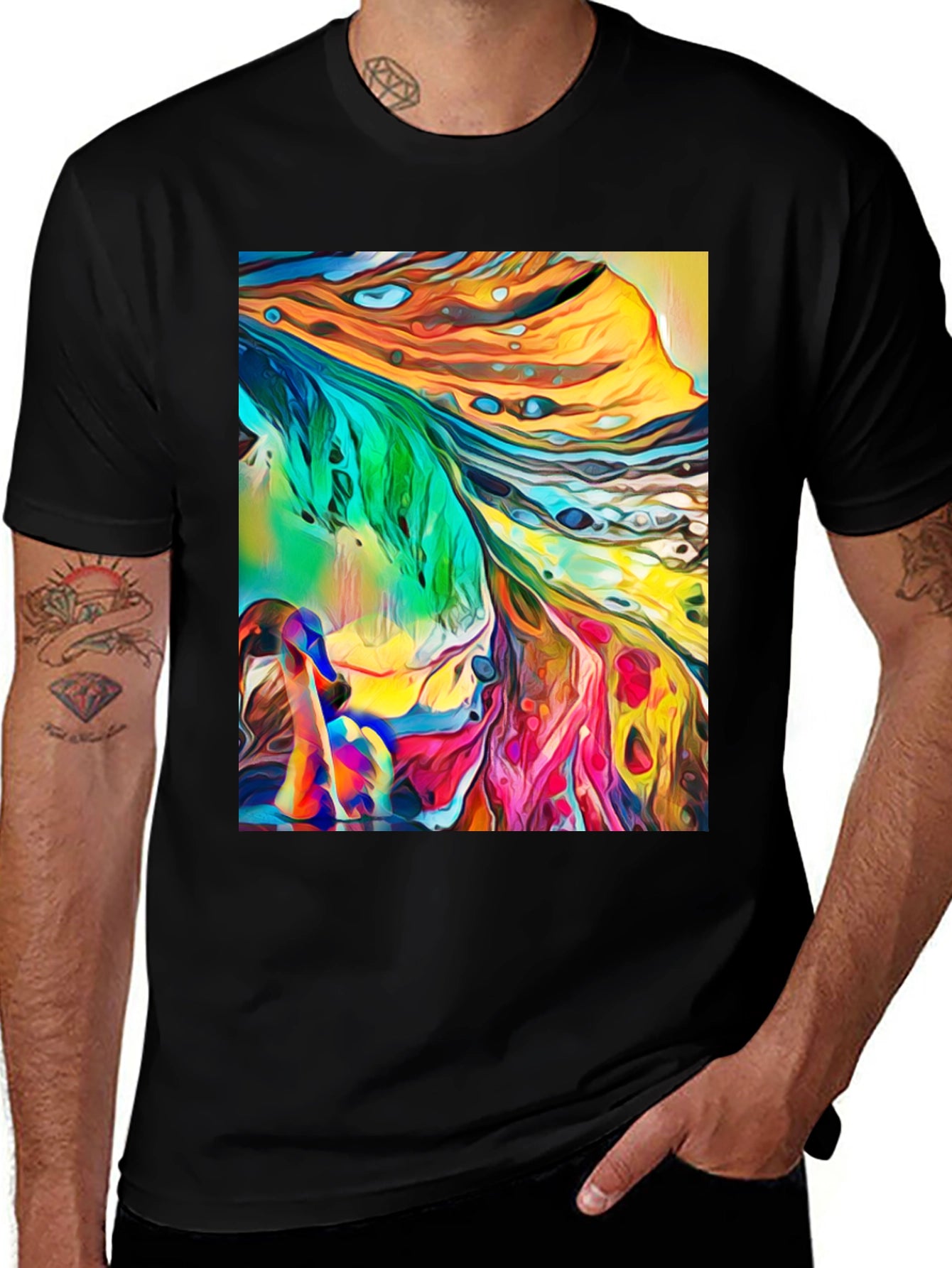Abstract Art Graphic T-Shirt - Stylish Crew Neck Tee