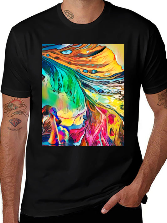 Abstract Art Graphic T-Shirt - Stylish Crew Neck Tee
