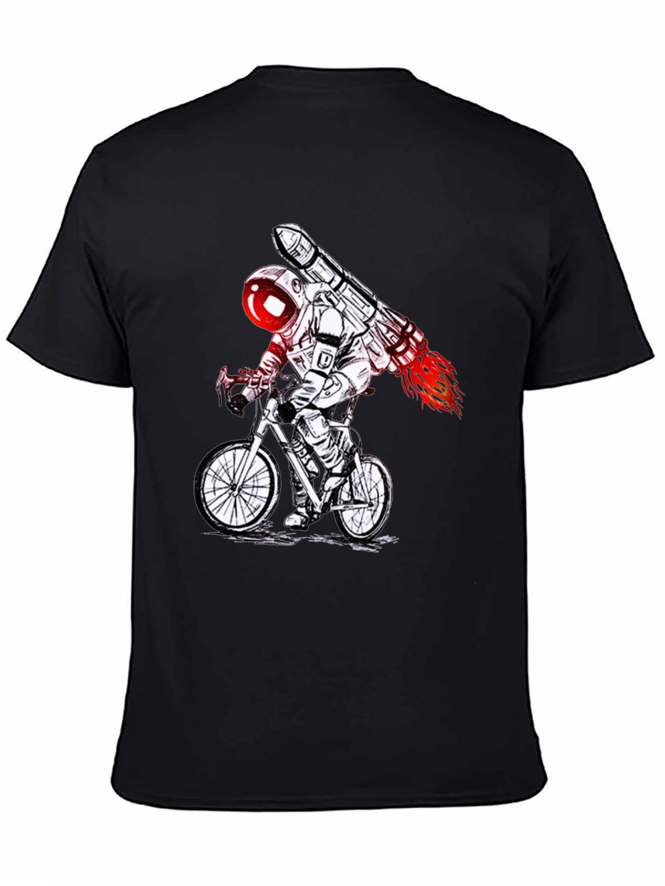 Astronaut Rocket Bike T-Shirt - Black Graphic Tee