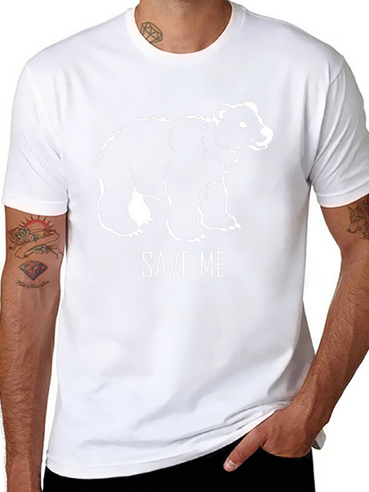 Save Me Bear Graphic Tee - Black Cotton Blend
