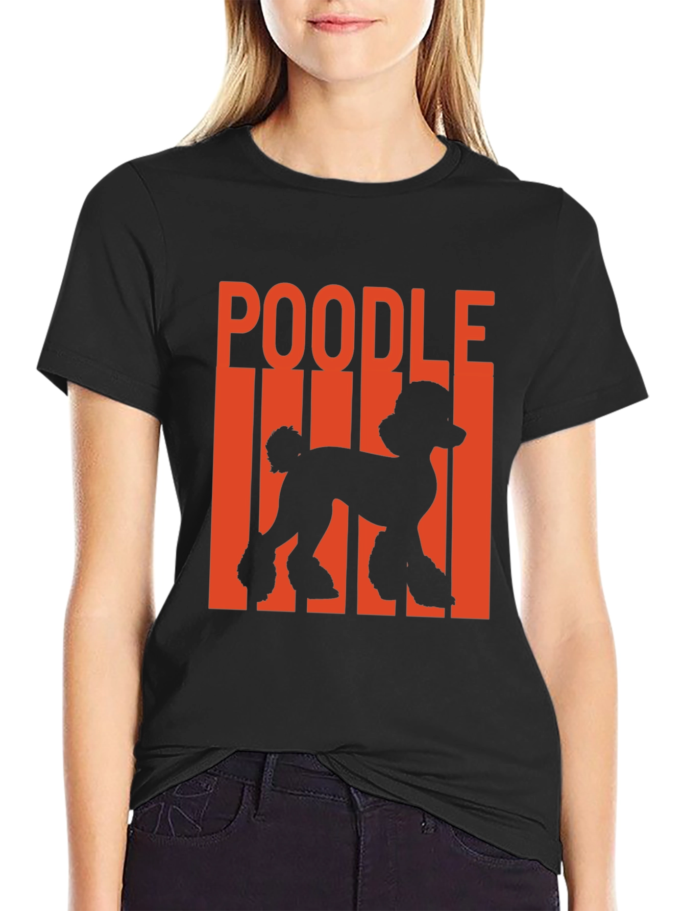 Poodle Silhouette Graphic Tee - Black