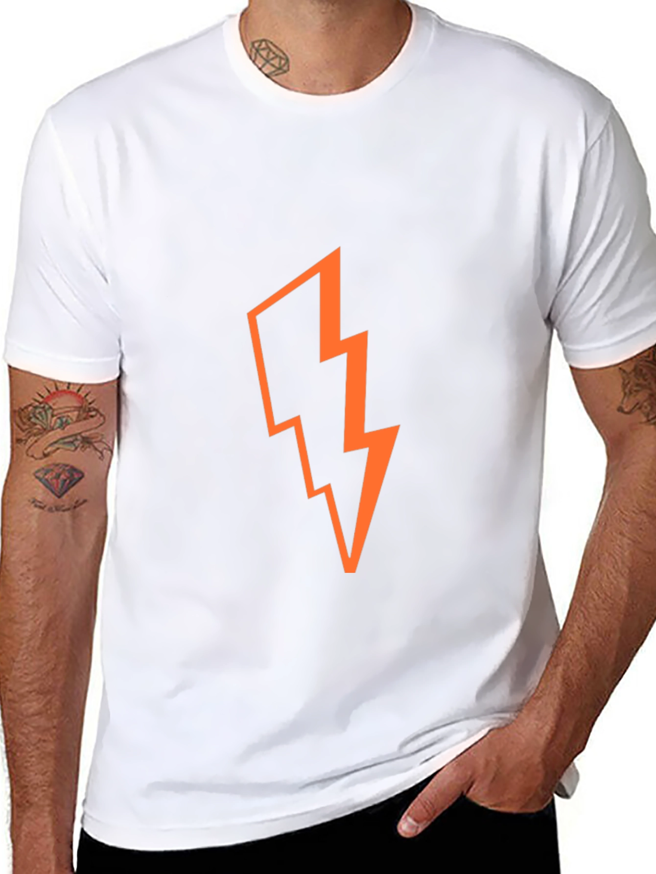 Bold Lightning Bolt Graphic T-Shirt - Black