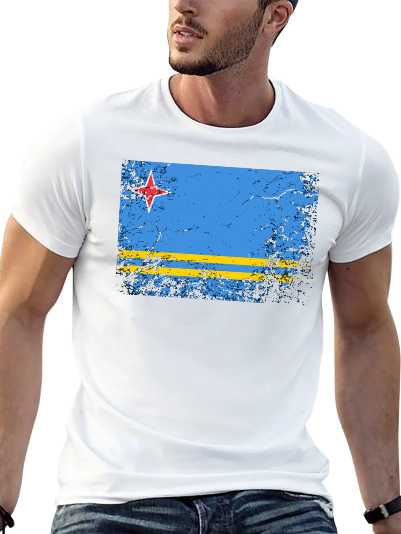 Aruba Flag Distressed T-Shirt - Island Pride Tee
