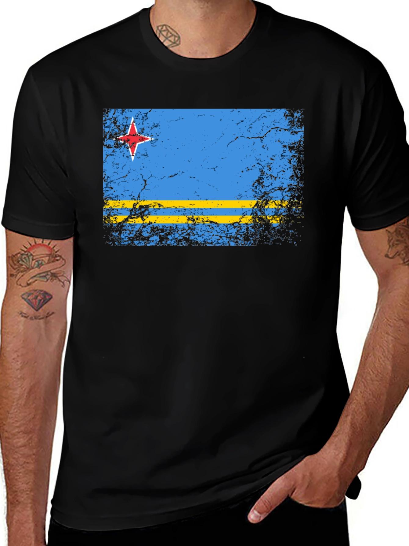 Aruba Flag Distressed T-Shirt - Island Pride Tee