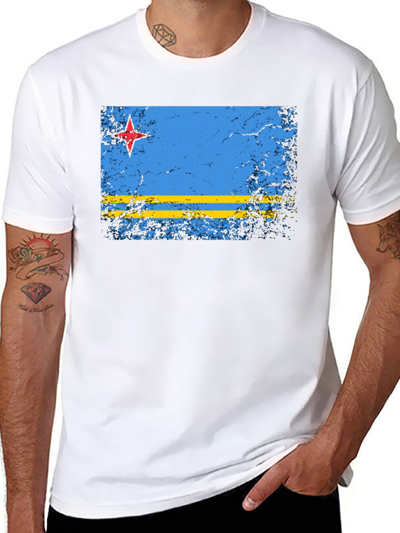 Aruba Flag Distressed T-Shirt - Island Pride Tee