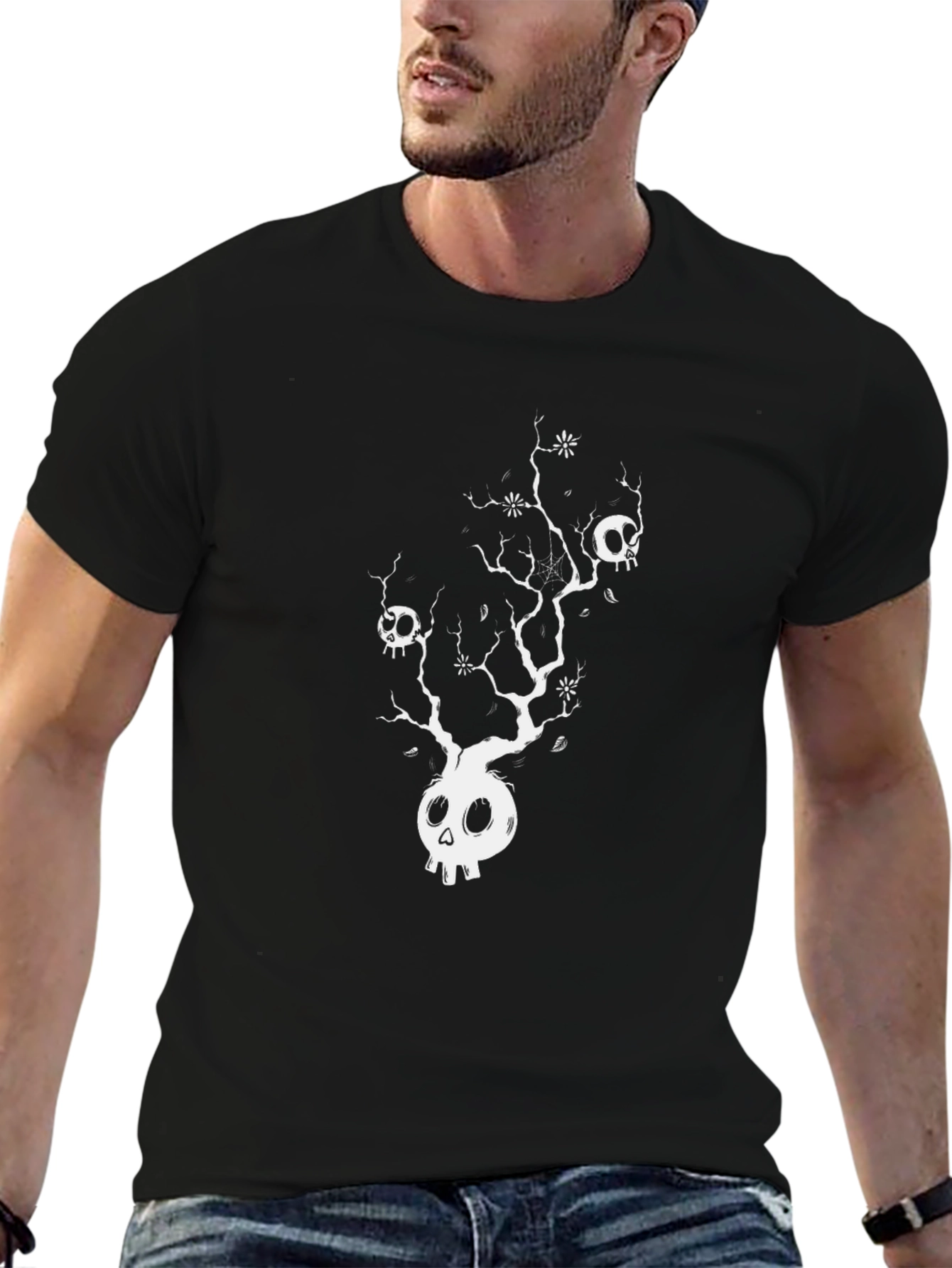 Skull Tree Graphic Tee - Unique Design Black T-Shirt