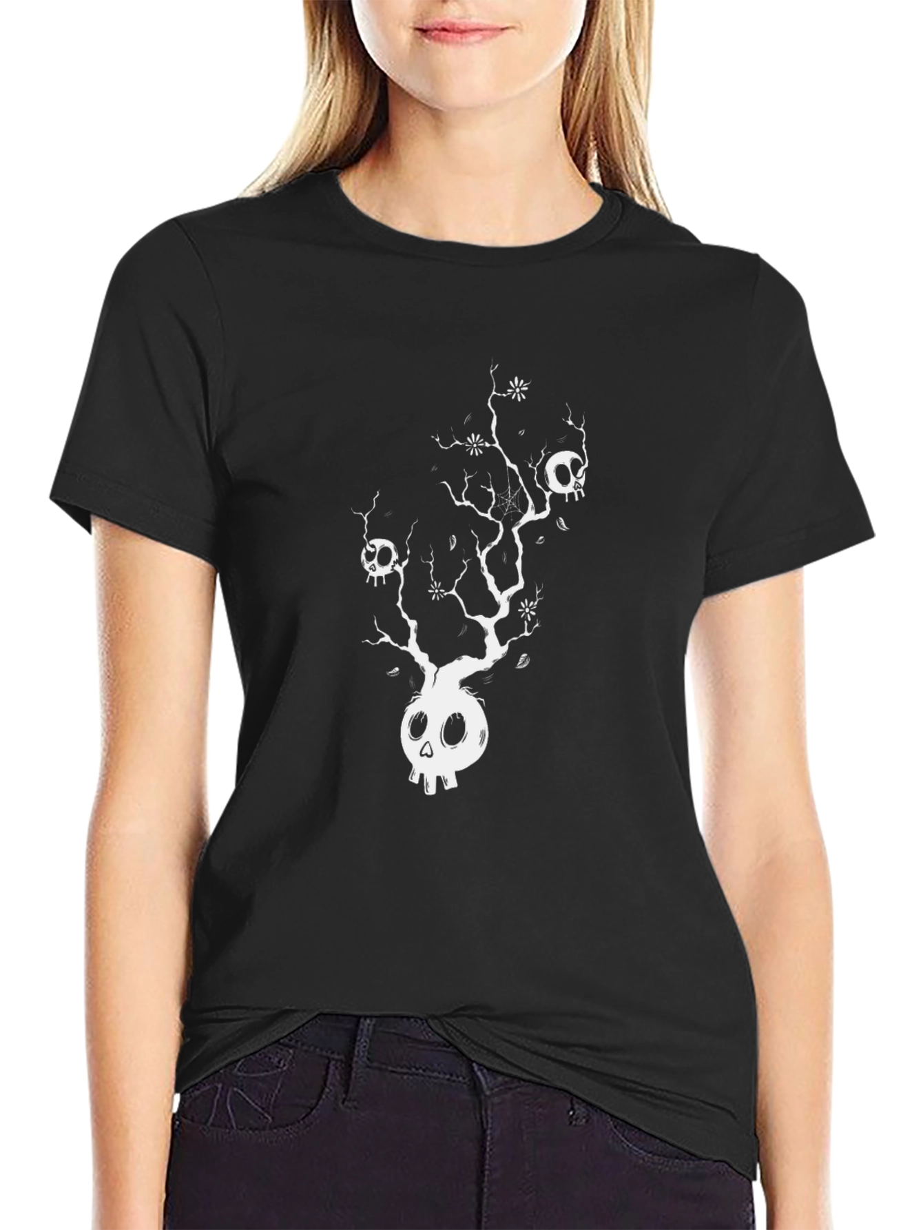 Skull Tree Graphic Tee - Unique Design Black T-Shirt