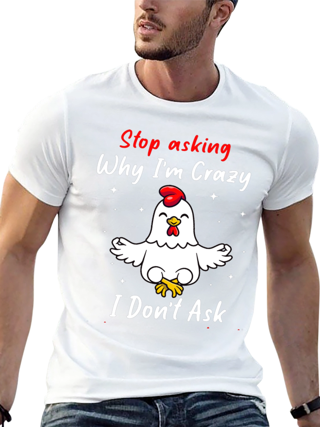 Crazy Chicken Graphic Tee - Funny Humor T-Shirt