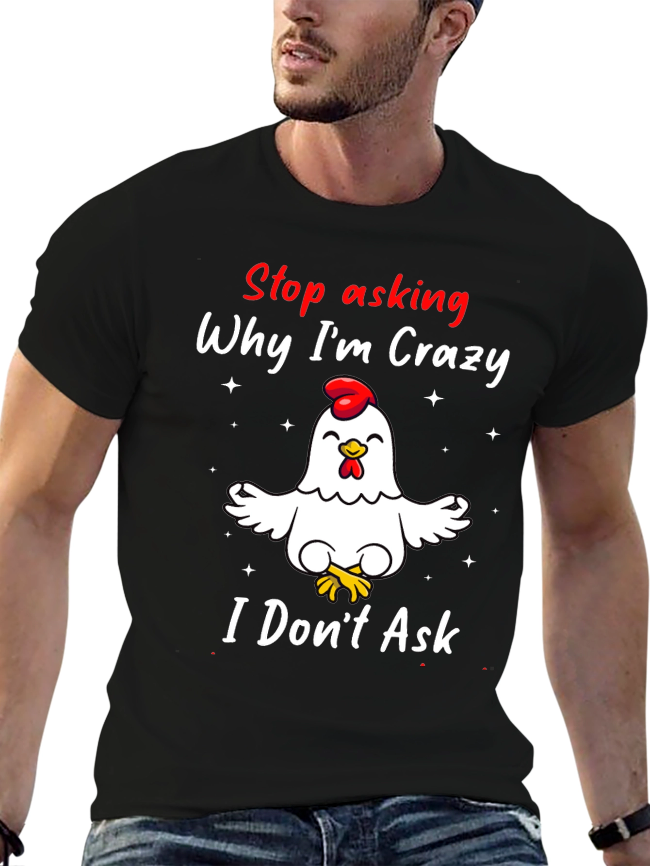 Crazy Chicken Graphic Tee - Funny Humor T-Shirt