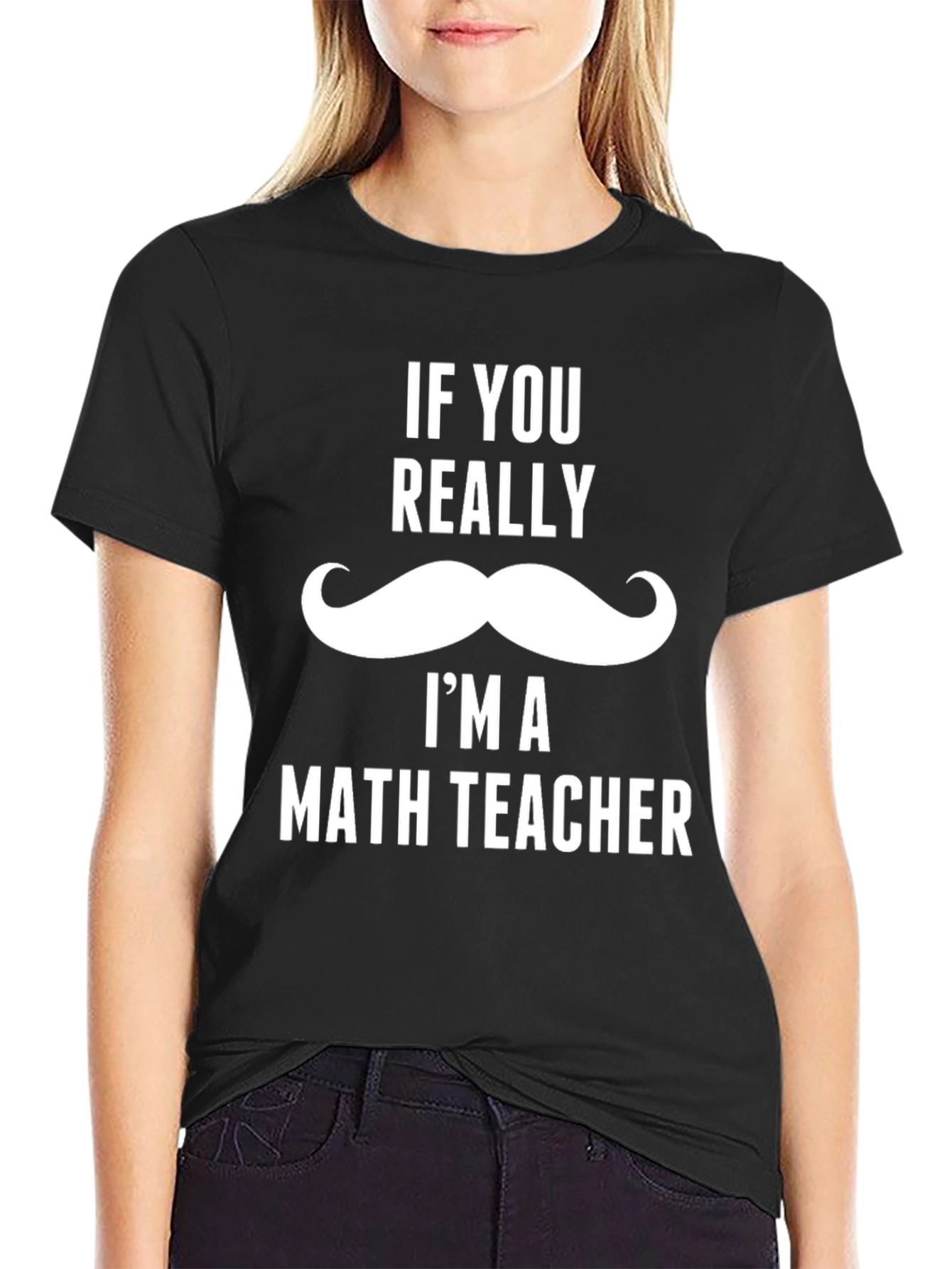 Funny Math Teacher T-Shirt - Mustache Design