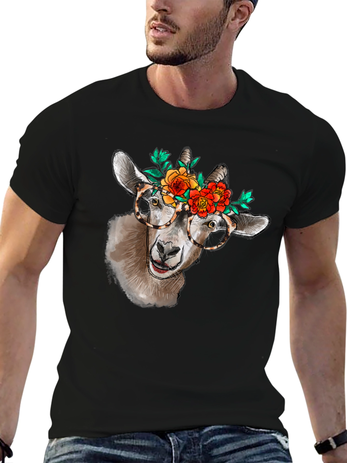 Goat with Flowers T-Shirt