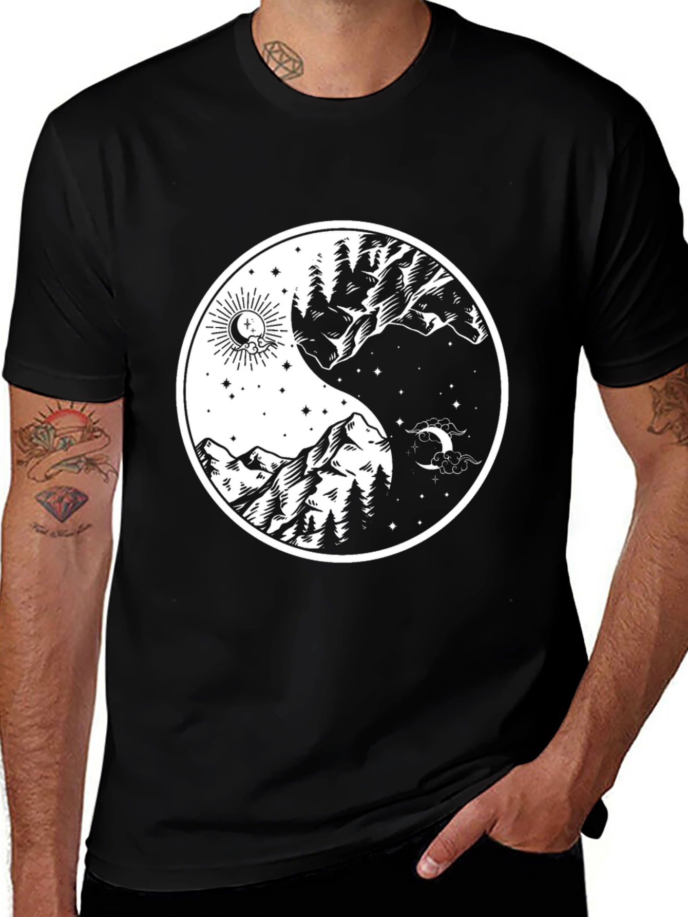 Yin Yang Nature Graphic T-Shirt