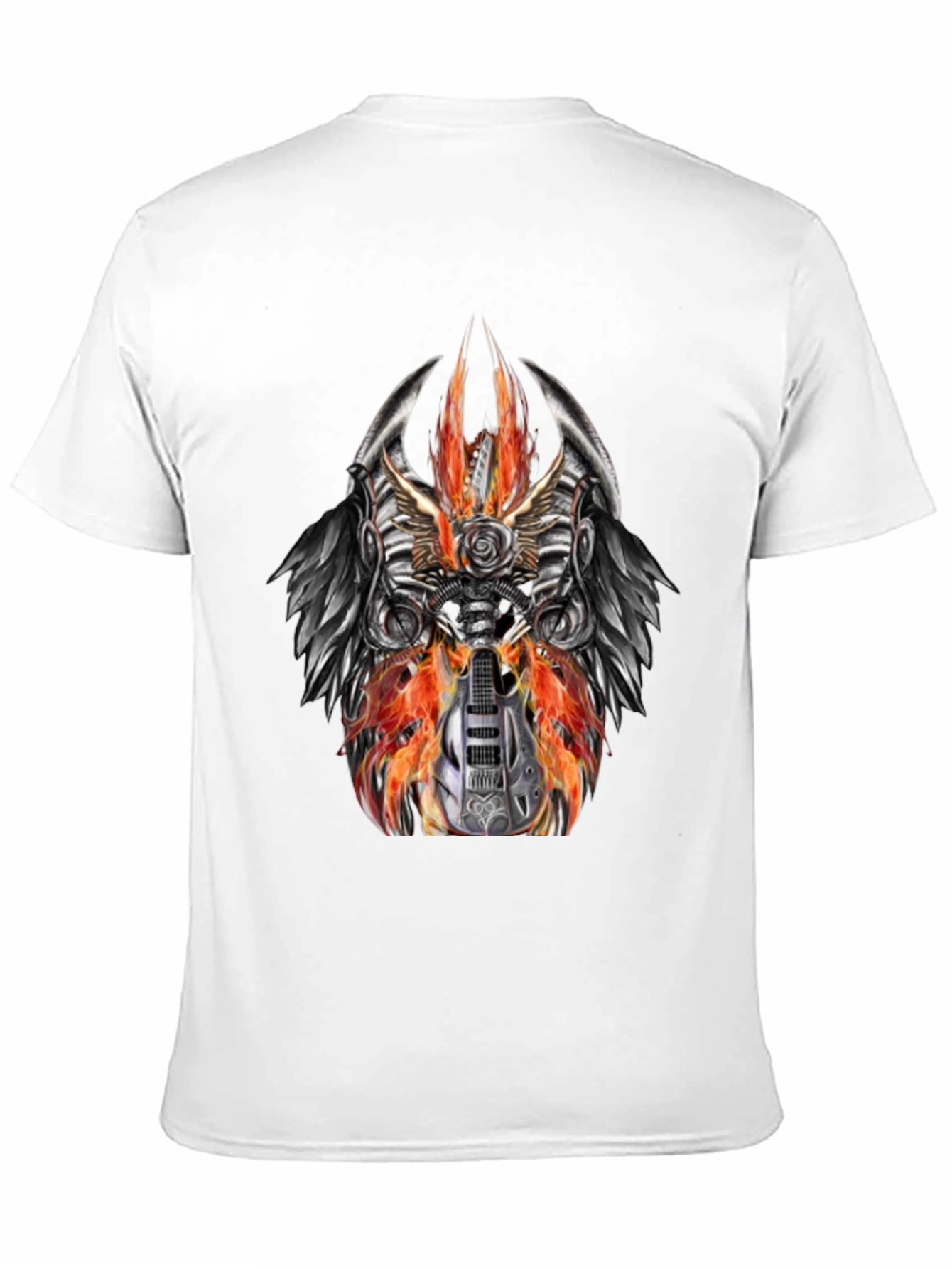 Fiery Guitar Graphic Tee - Rocker Style Black T-Shirt