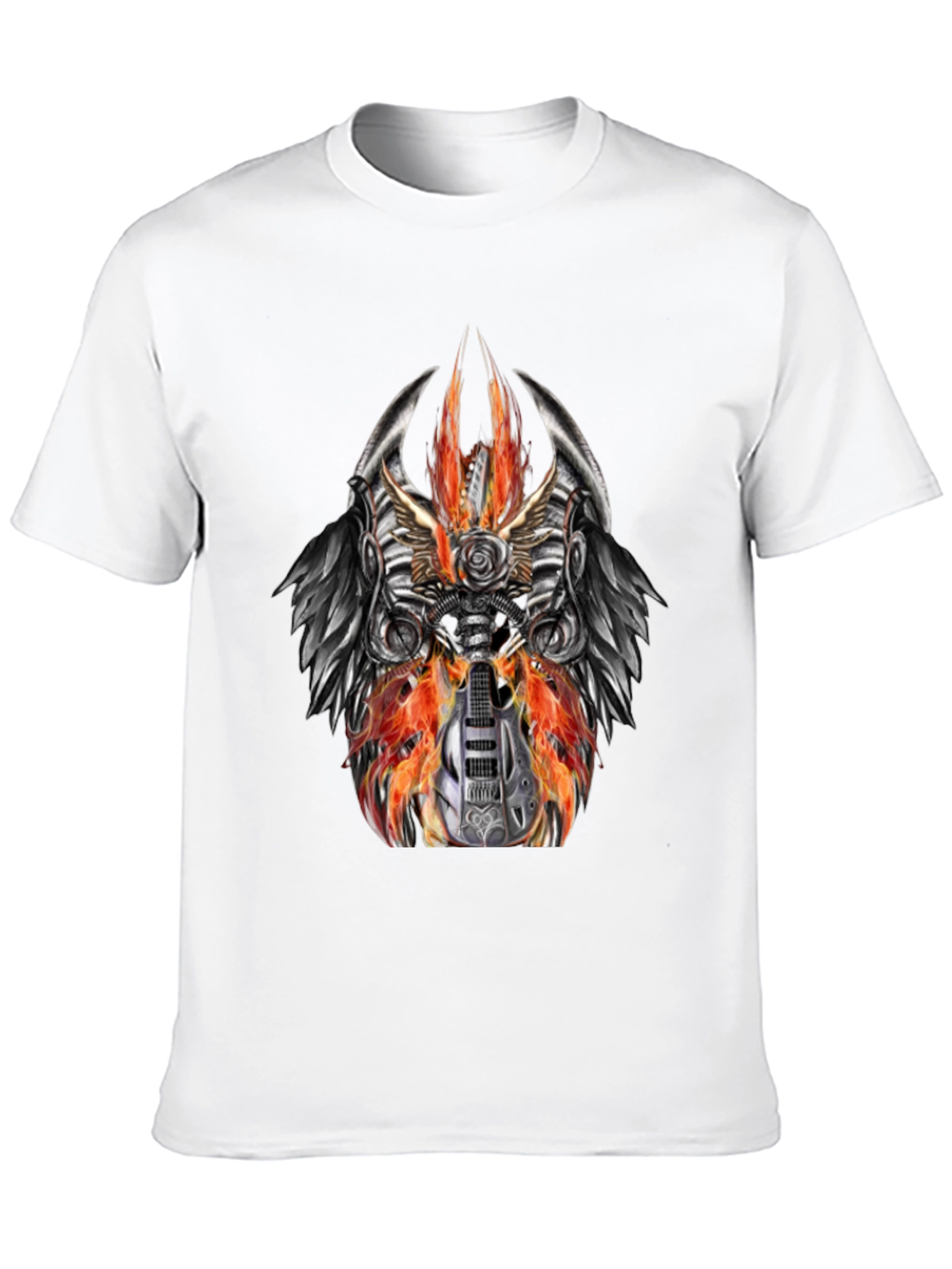 Fiery Guitar Graphic Tee - Rocker Style Black T-Shirt
