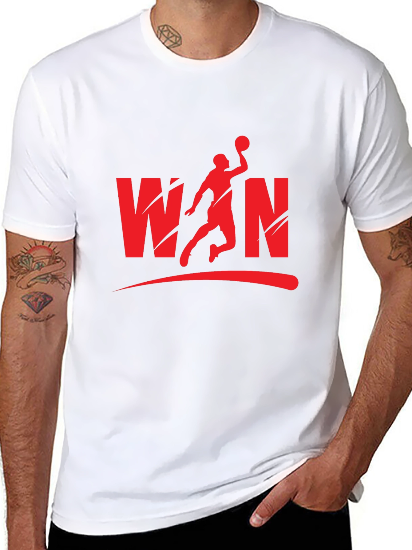 Win Basketball Graphic Tee - Black Cotton Blend Shirt