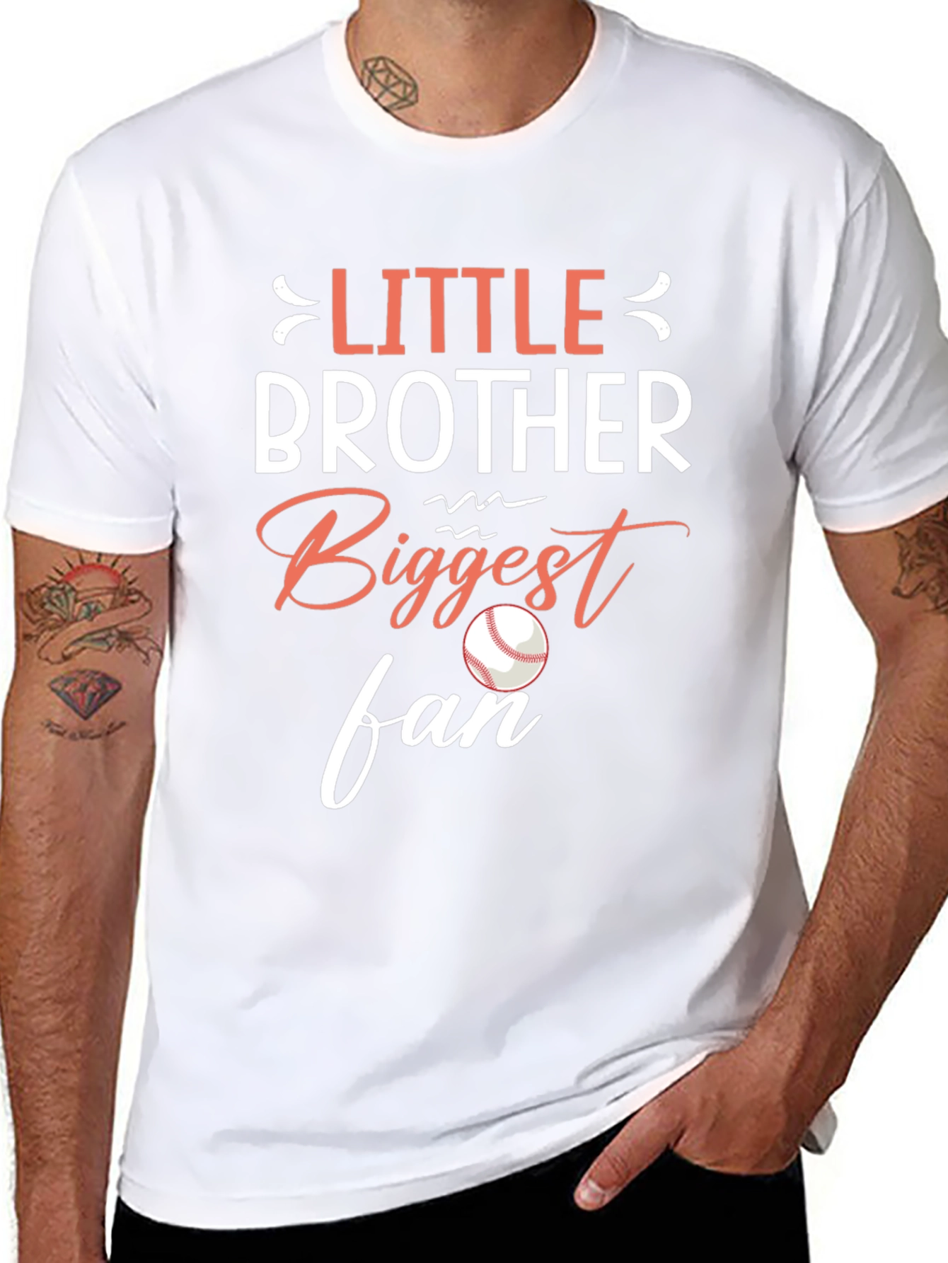 Little Brother Biggest Fan Baseball Graphic T-Shirt