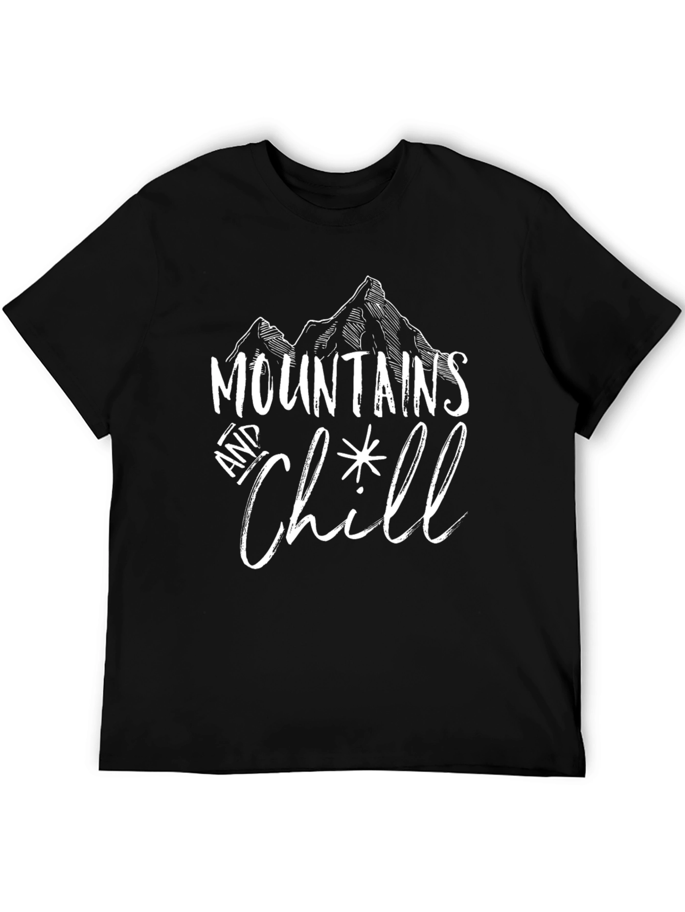 Mountains and Chill Black Graphic Tee