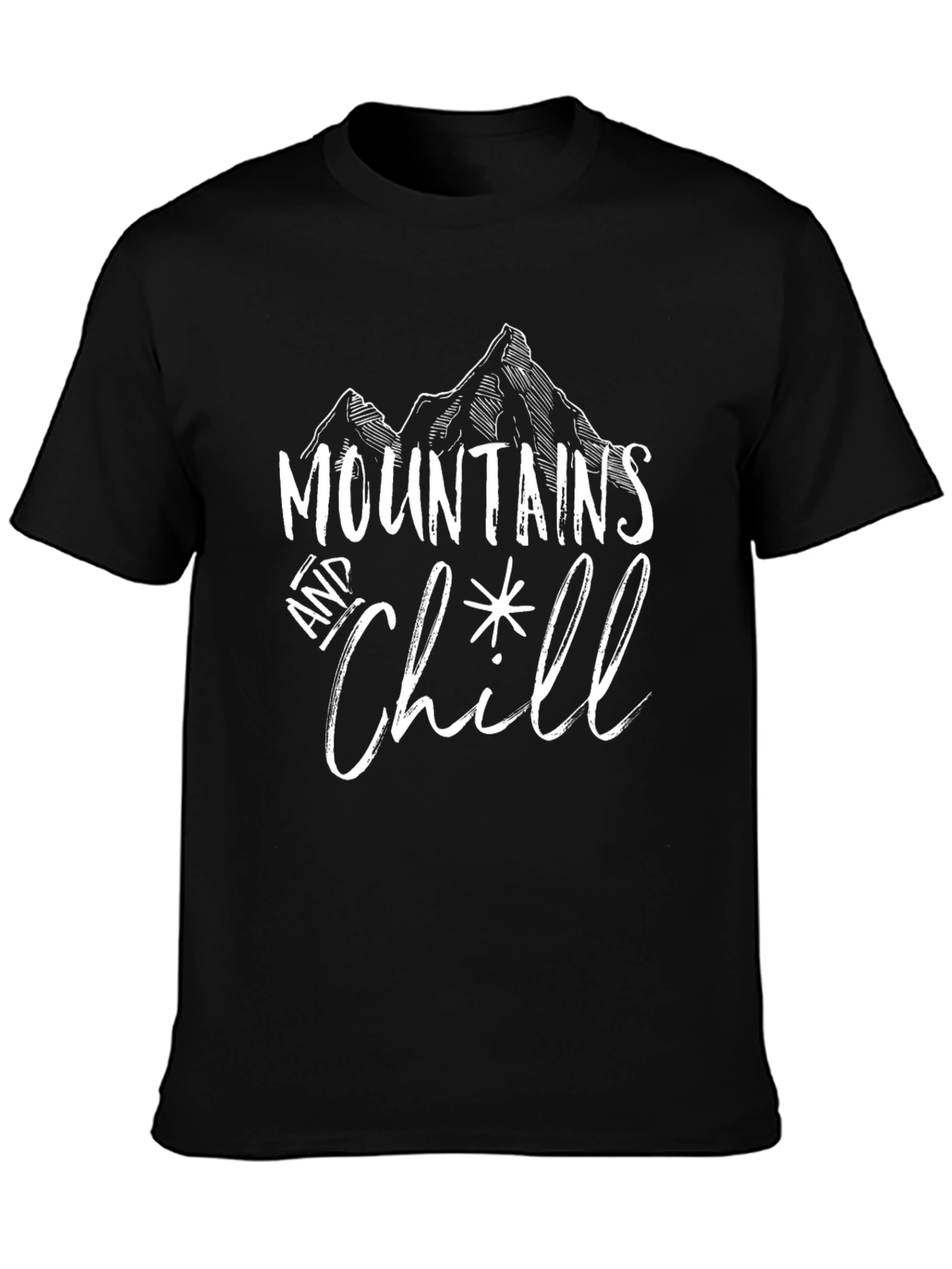 Mountains and Chill Black Graphic Tee