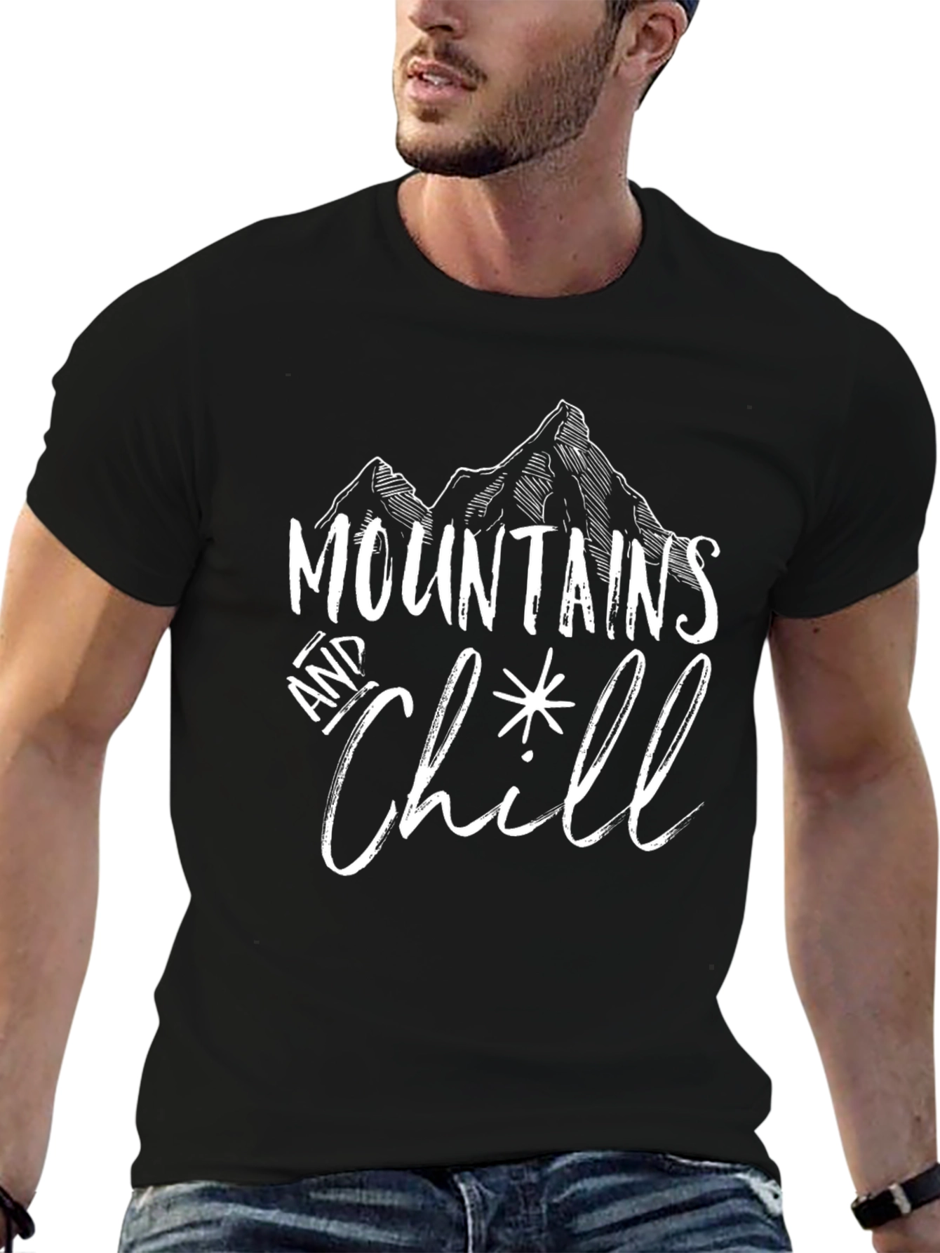 Mountains and Chill Black Graphic Tee