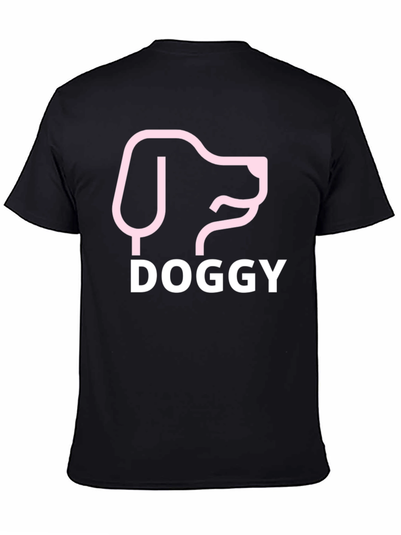 Doggy Tee: Pink Dog Graphic Black T-Shirt
