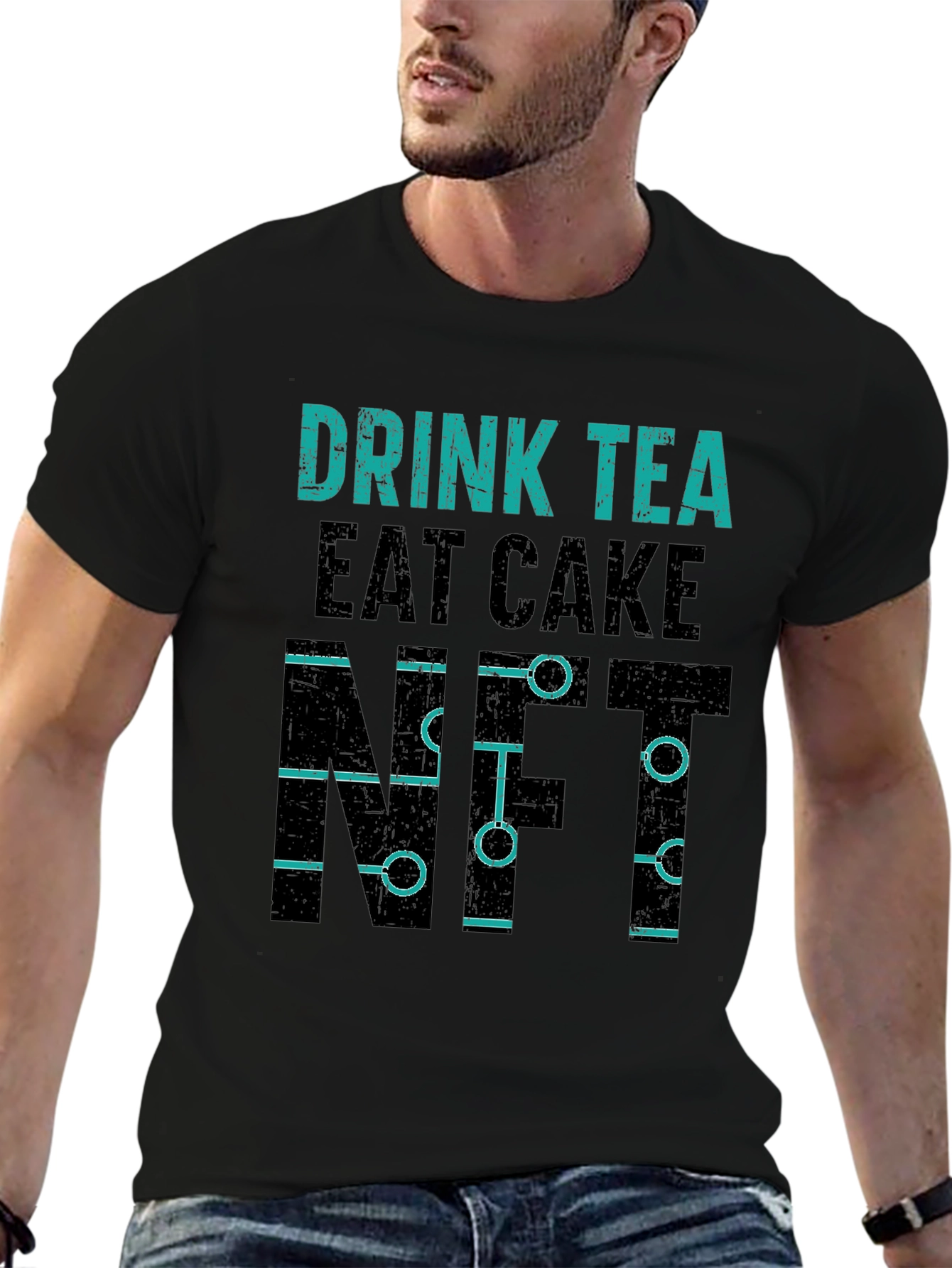 Drink Tea Eat Cake NFT Black T-Shirt