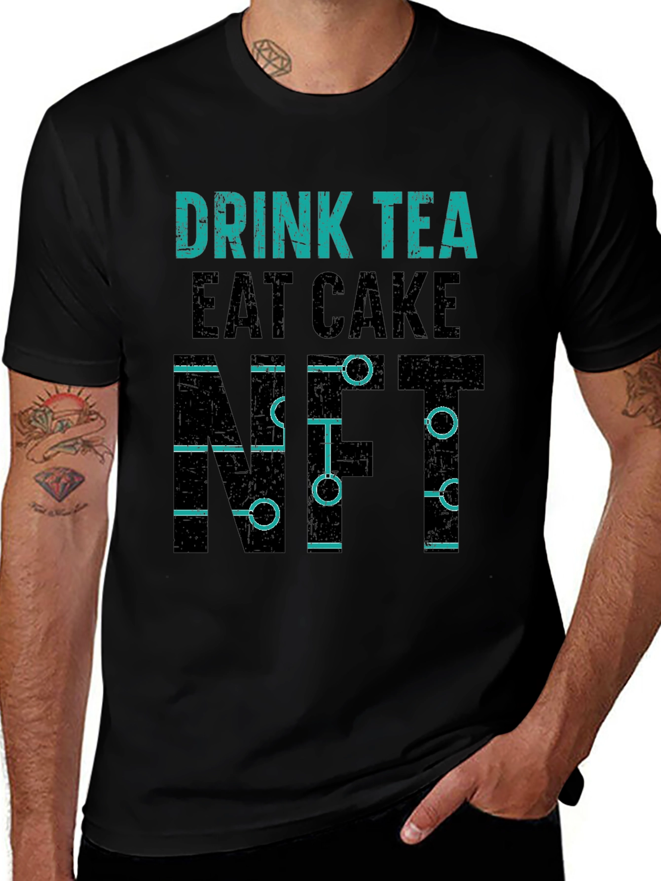 Drink Tea Eat Cake NFT Black T-Shirt