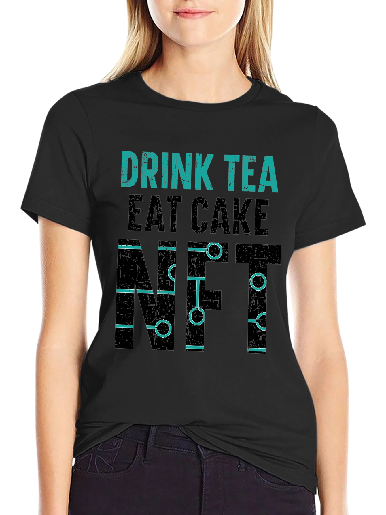 Drink Tea Eat Cake NFT Black T-Shirt