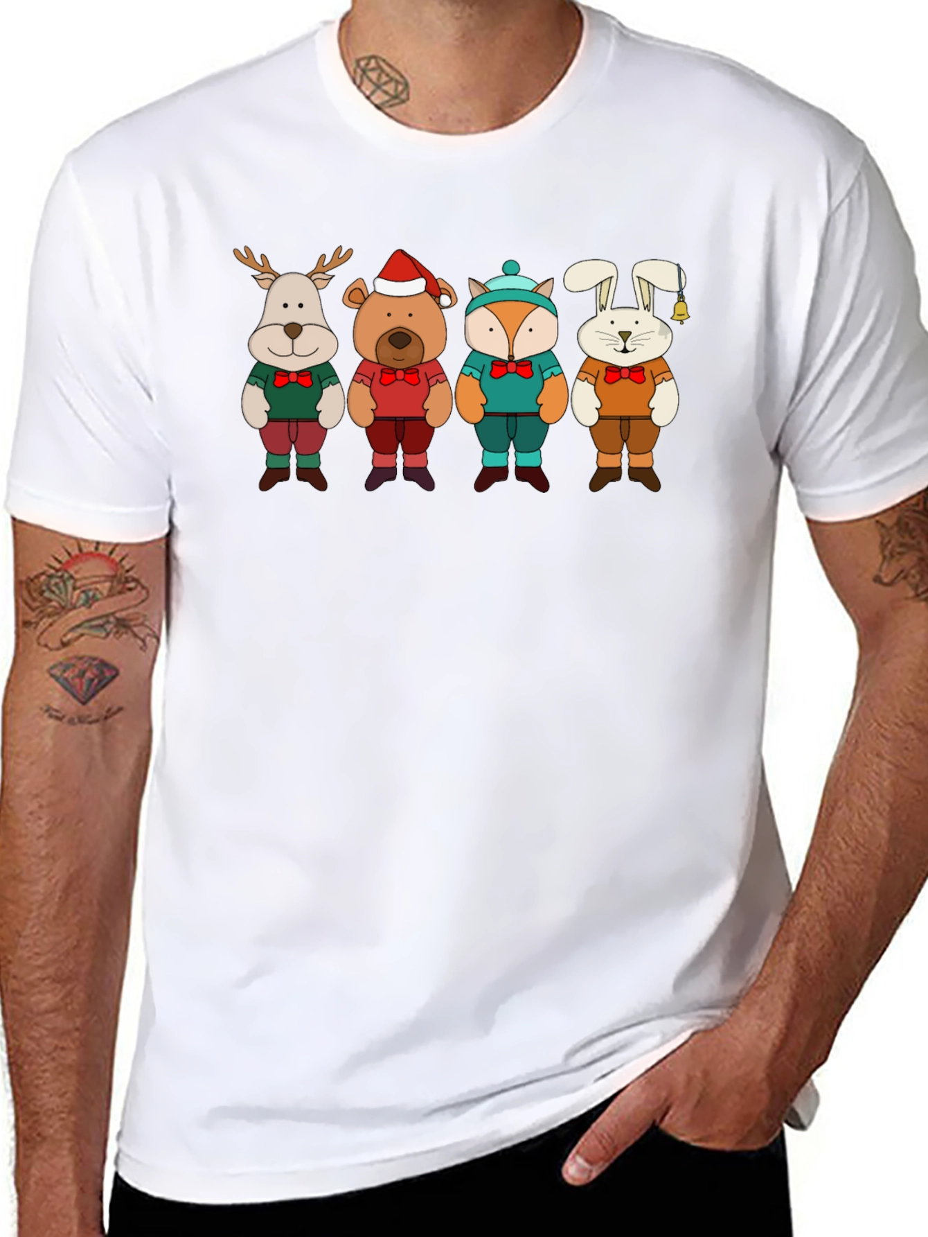 Festive Animal Crewneck T-Shirt
