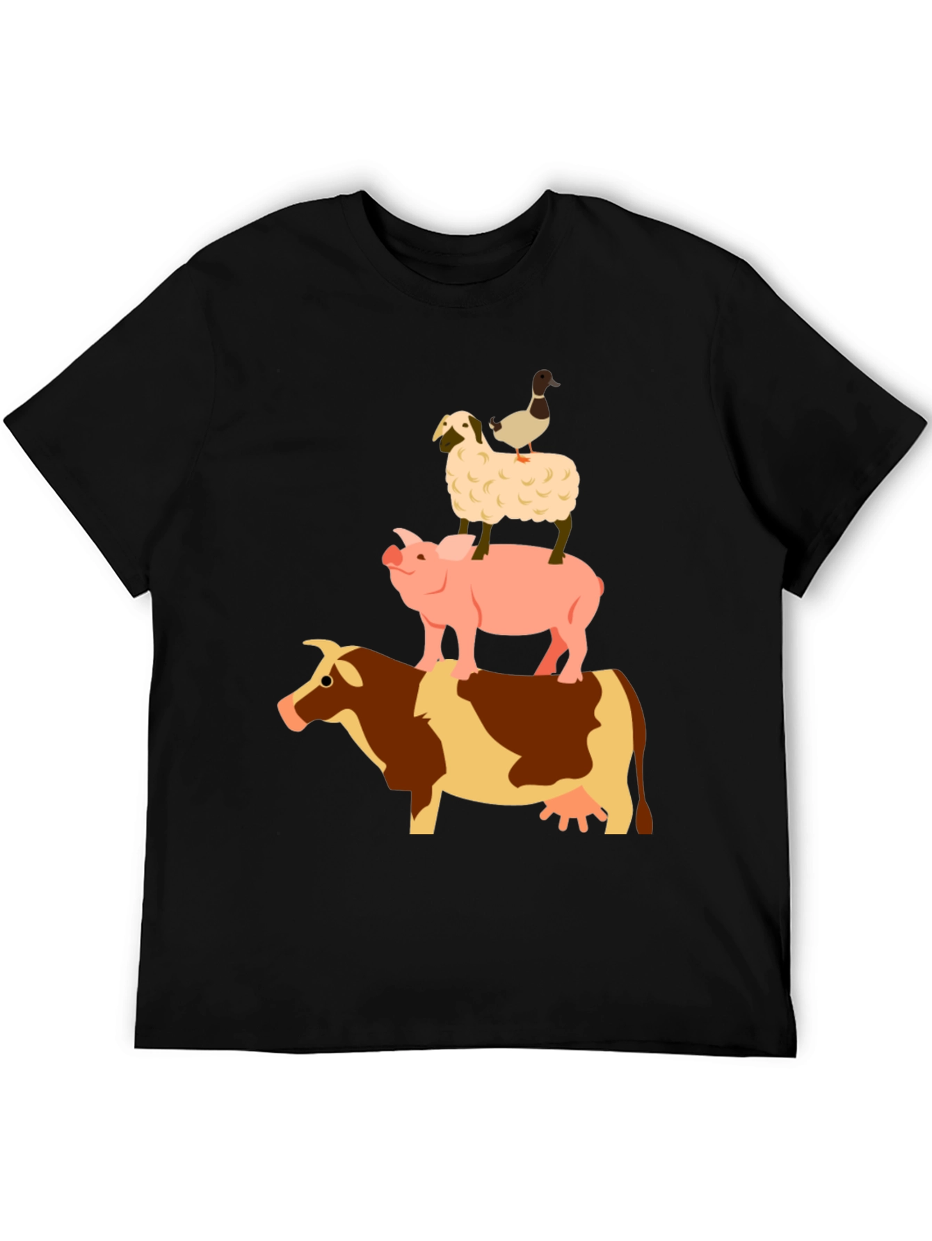 Farm Animal Stack Black T-Shirt