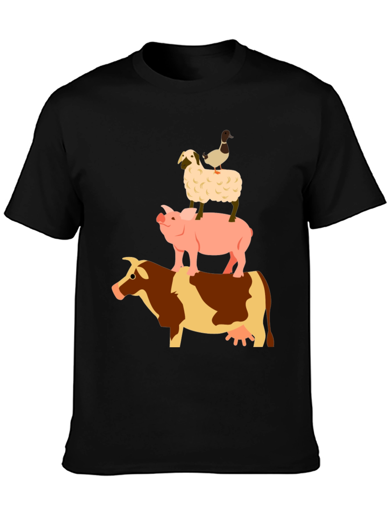 Farm Animal Stack Black T-Shirt