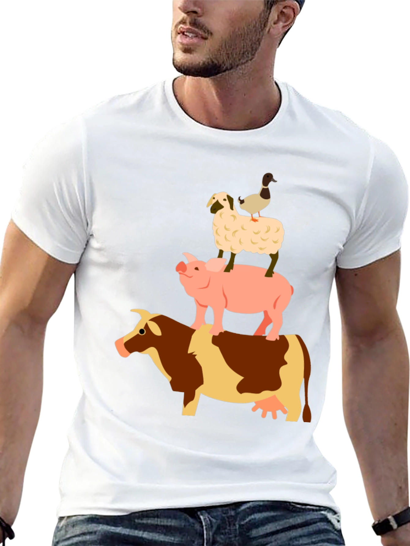 Farm Animal Stack Black T-Shirt