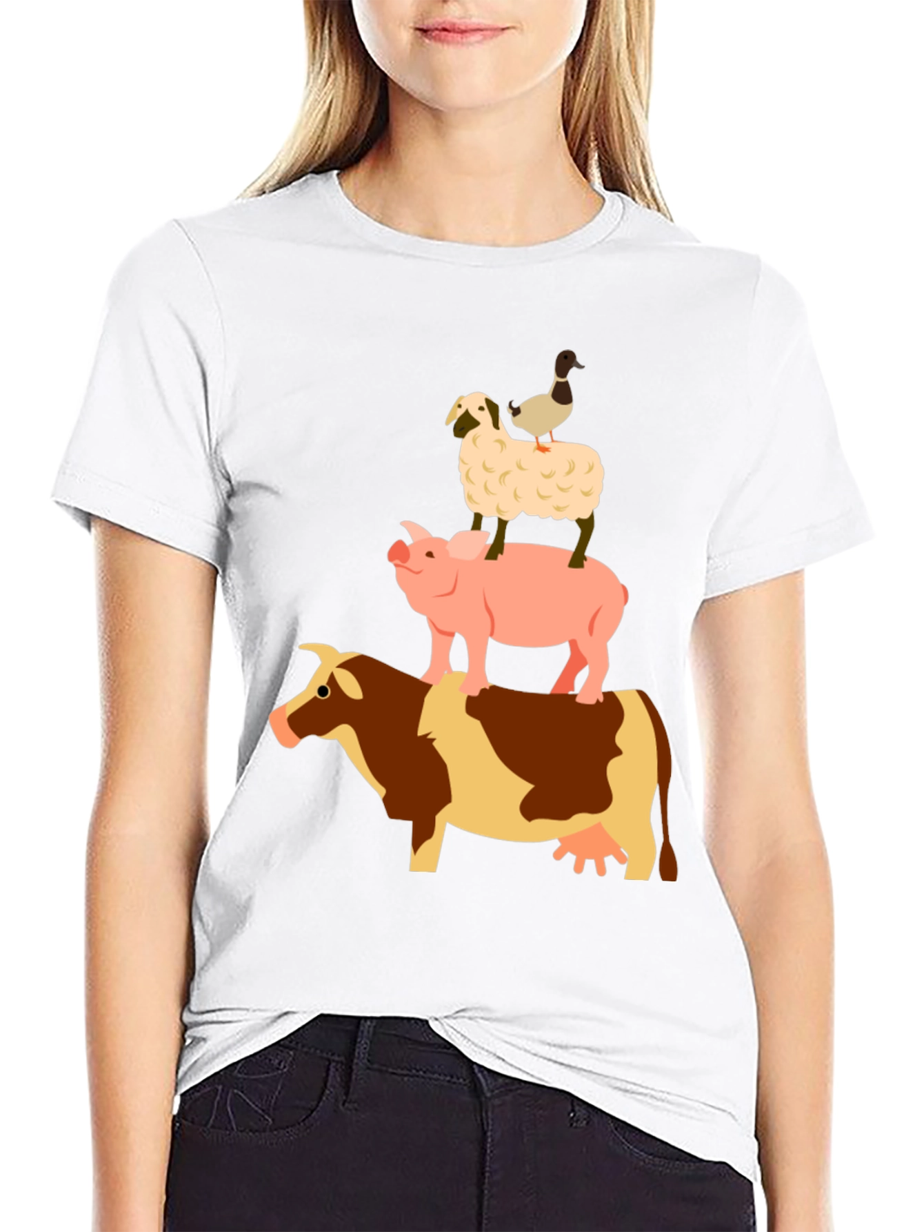 Farm Animal Stack Black T-Shirt