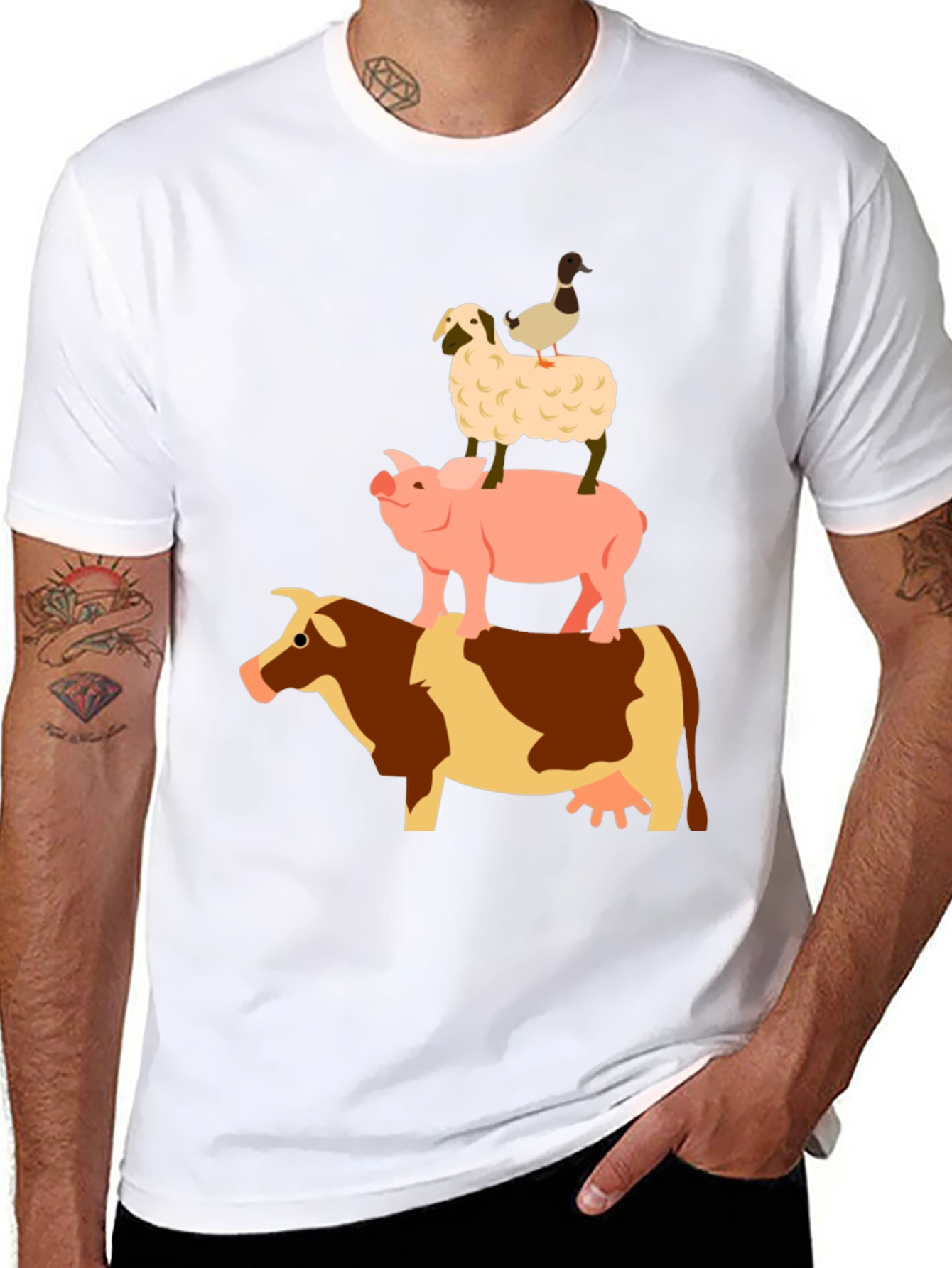 Farm Animal Stack Black T-Shirt