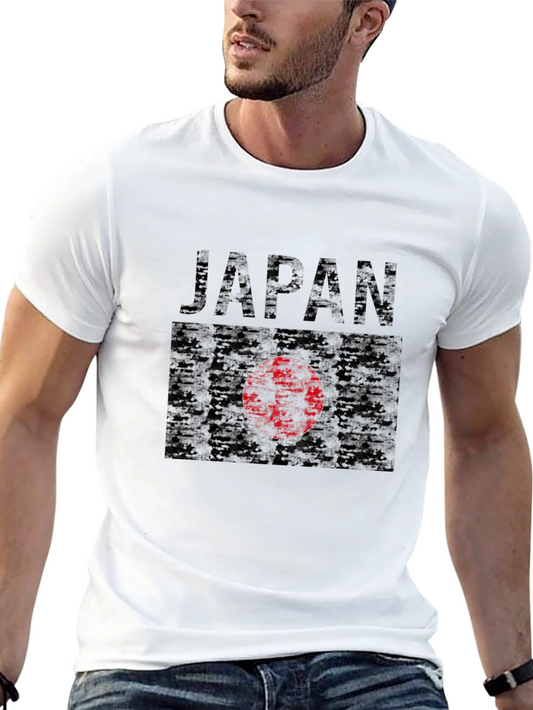 Japan Flag Graphic T-Shirt - Black Crew Neck Tee