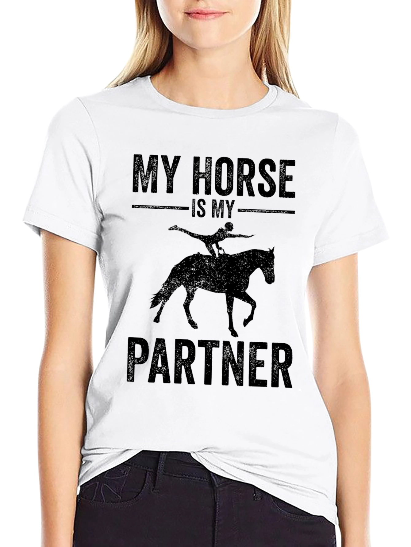 My Horse Is My Partner Black T-Shirt