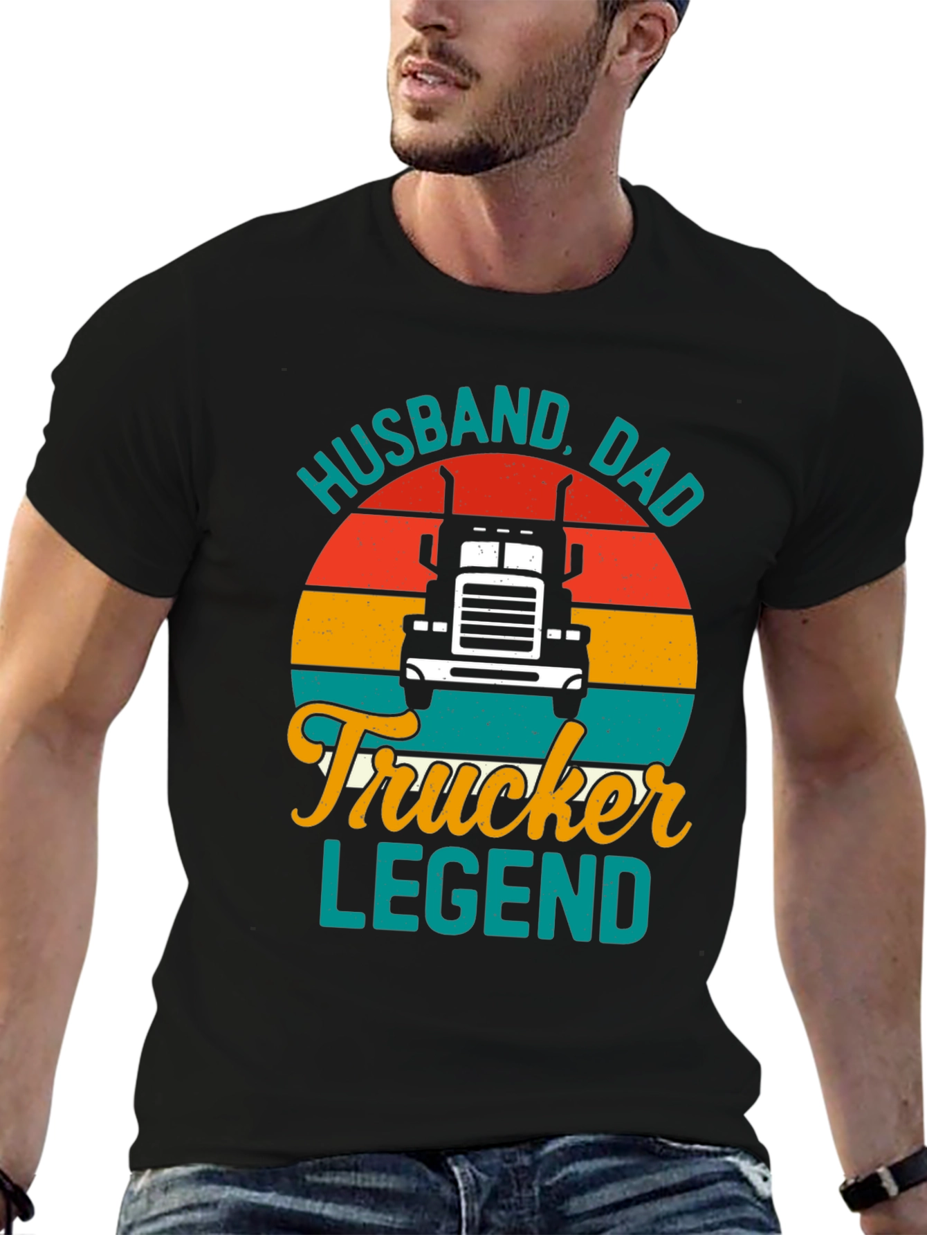 Husband Dad Trucker Legend Graphic T-Shirt