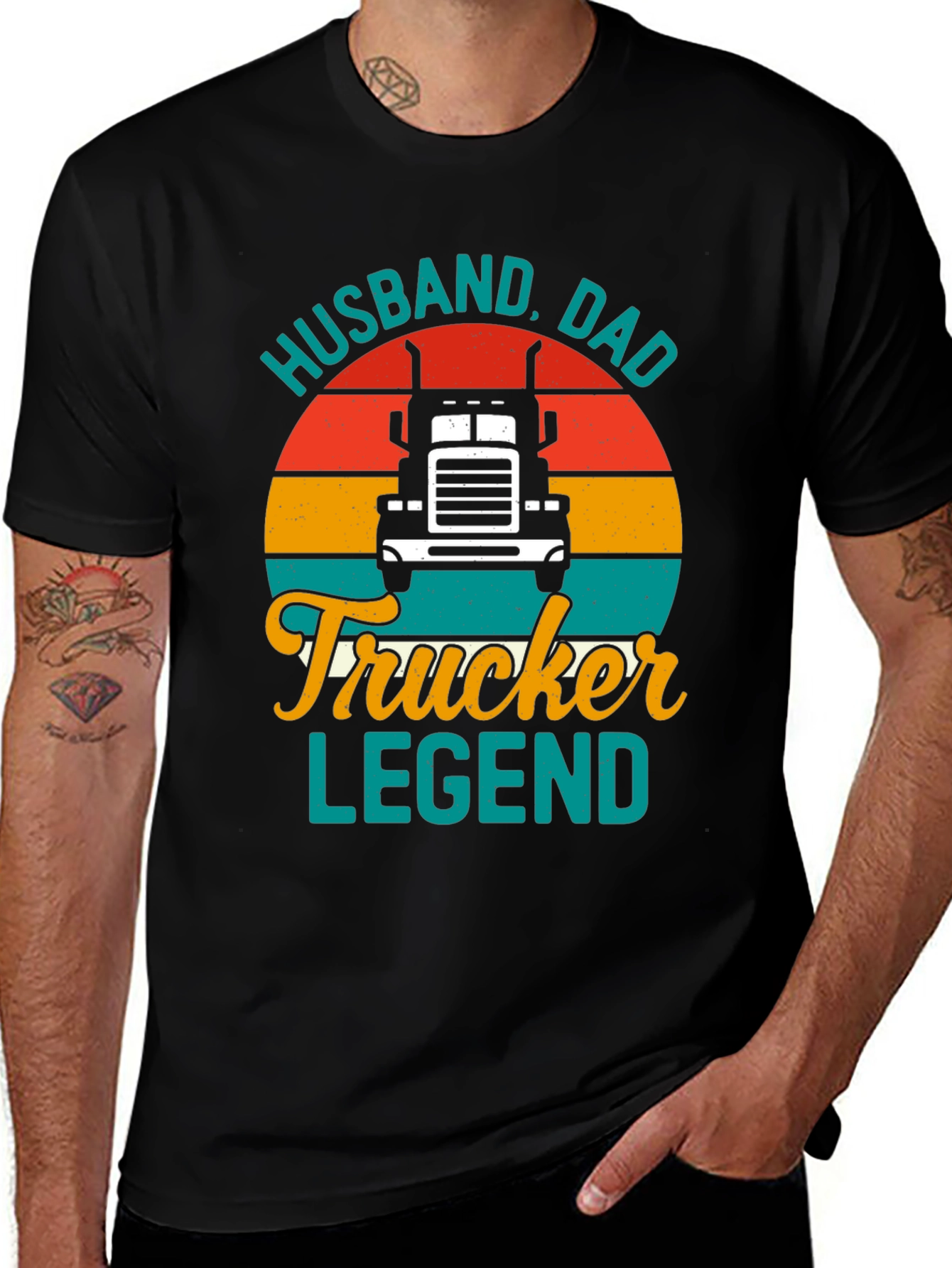 Husband Dad Trucker Legend Graphic T-Shirt