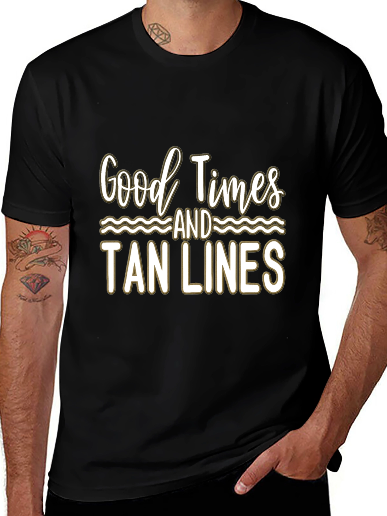 Good Times and Tan Lines Black T-Shirt
