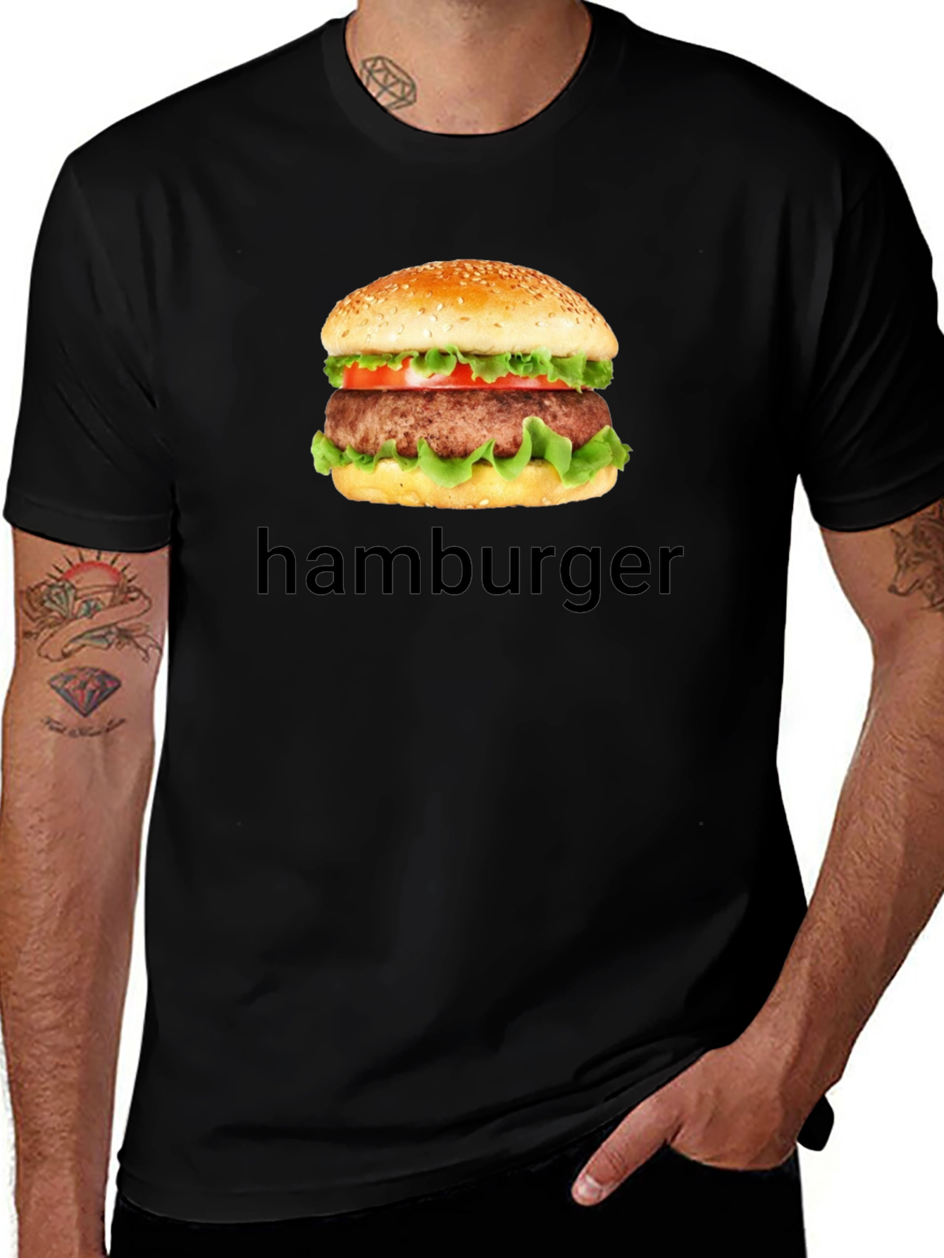 Hamburger Graphic T-Shirt - Casual Black Tee