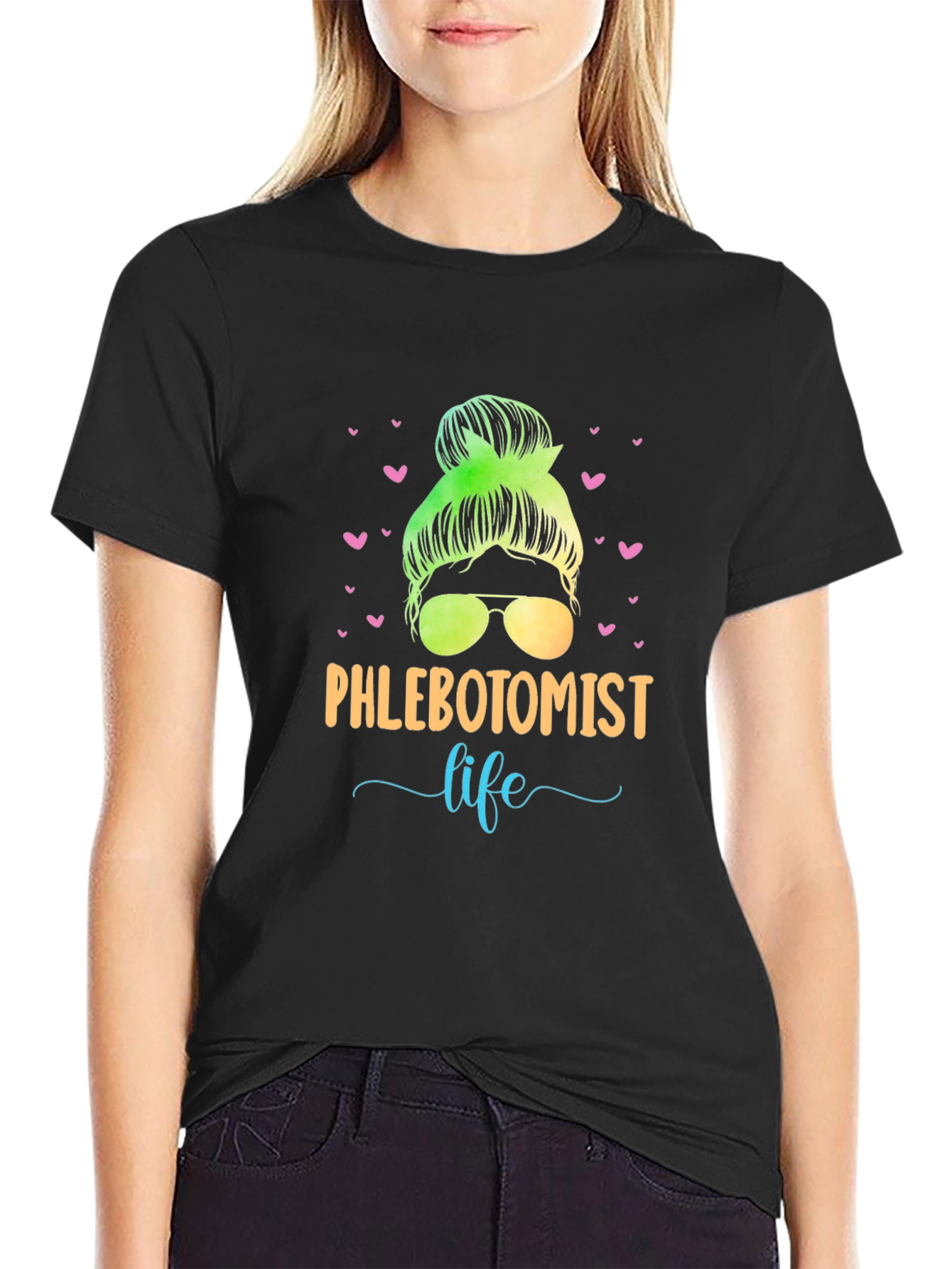 Phlebotomist Life Messy Bun T-Shirt
