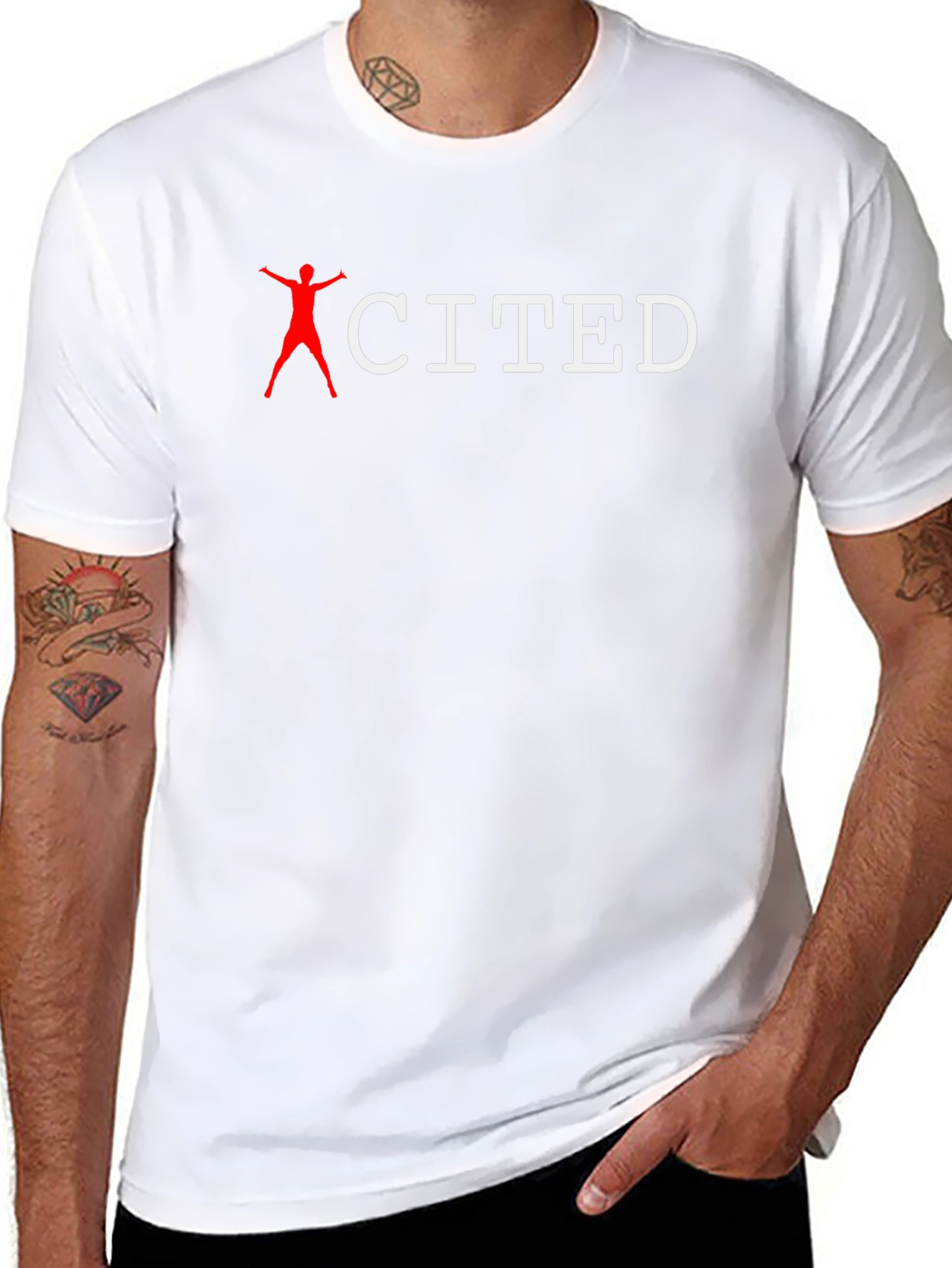 Excited Black Cotton Blend T-Shirt