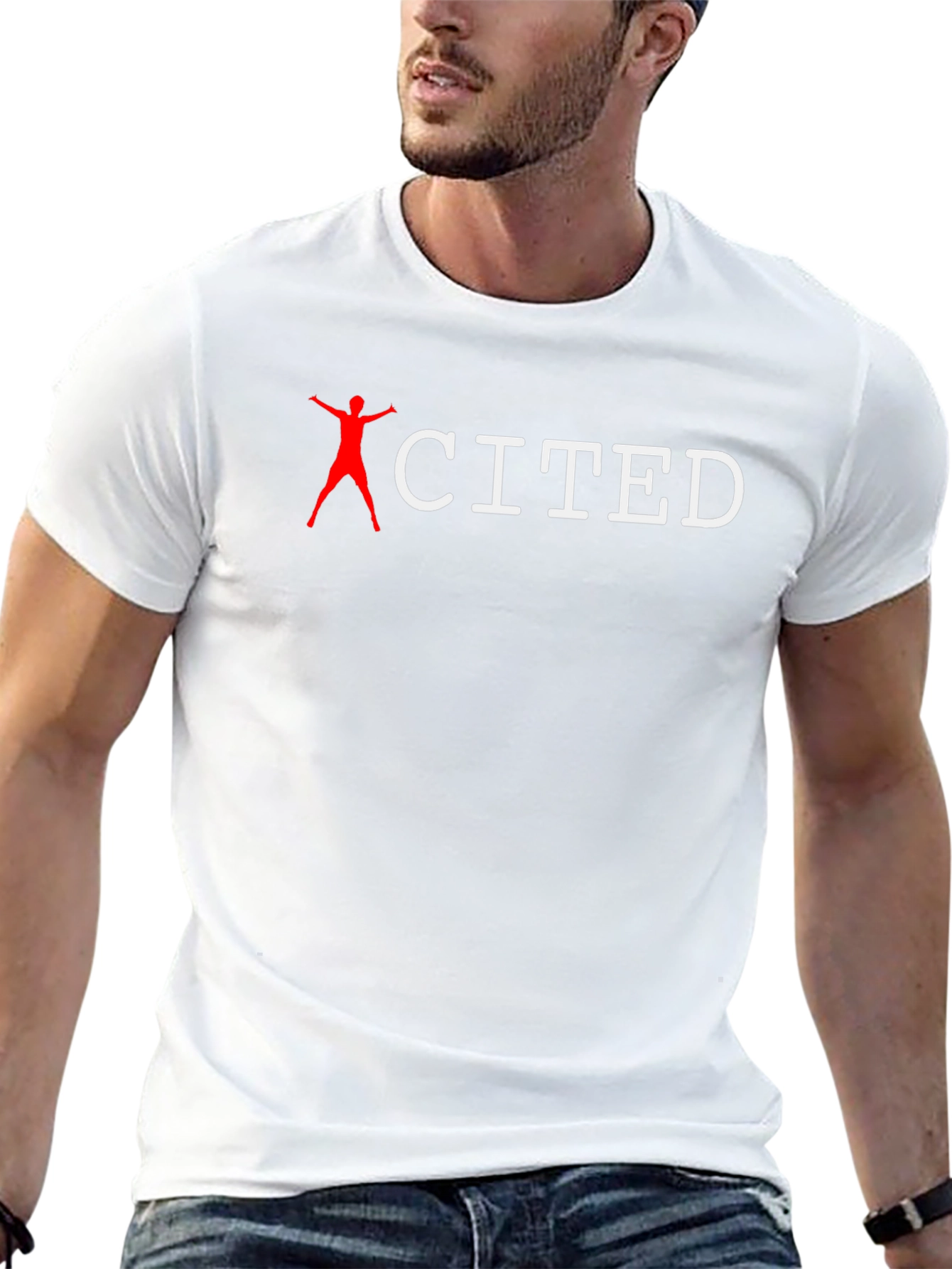Excited Black Cotton Blend T-Shirt