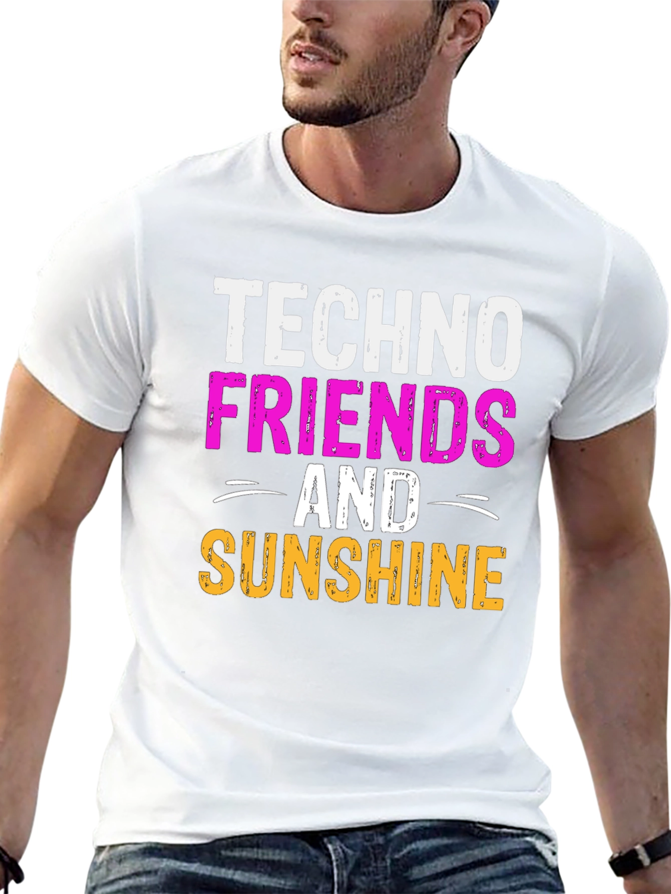 Techno Friends & Sunshine Graphic T-Shirt
